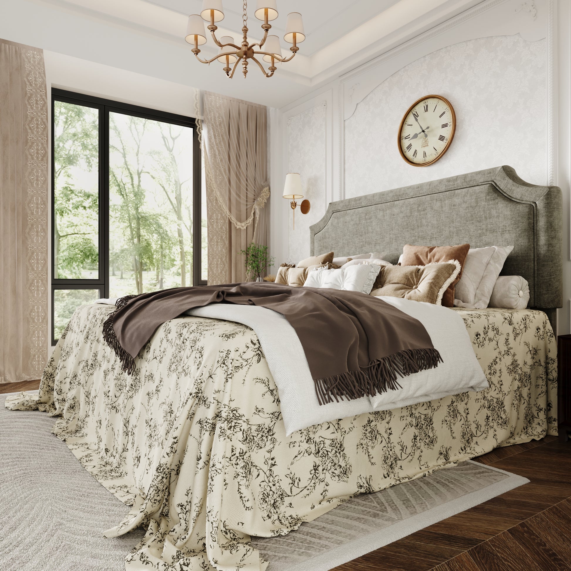 Einfac Frame with Streamlined Adjustable Headboard, No Box Spring Required