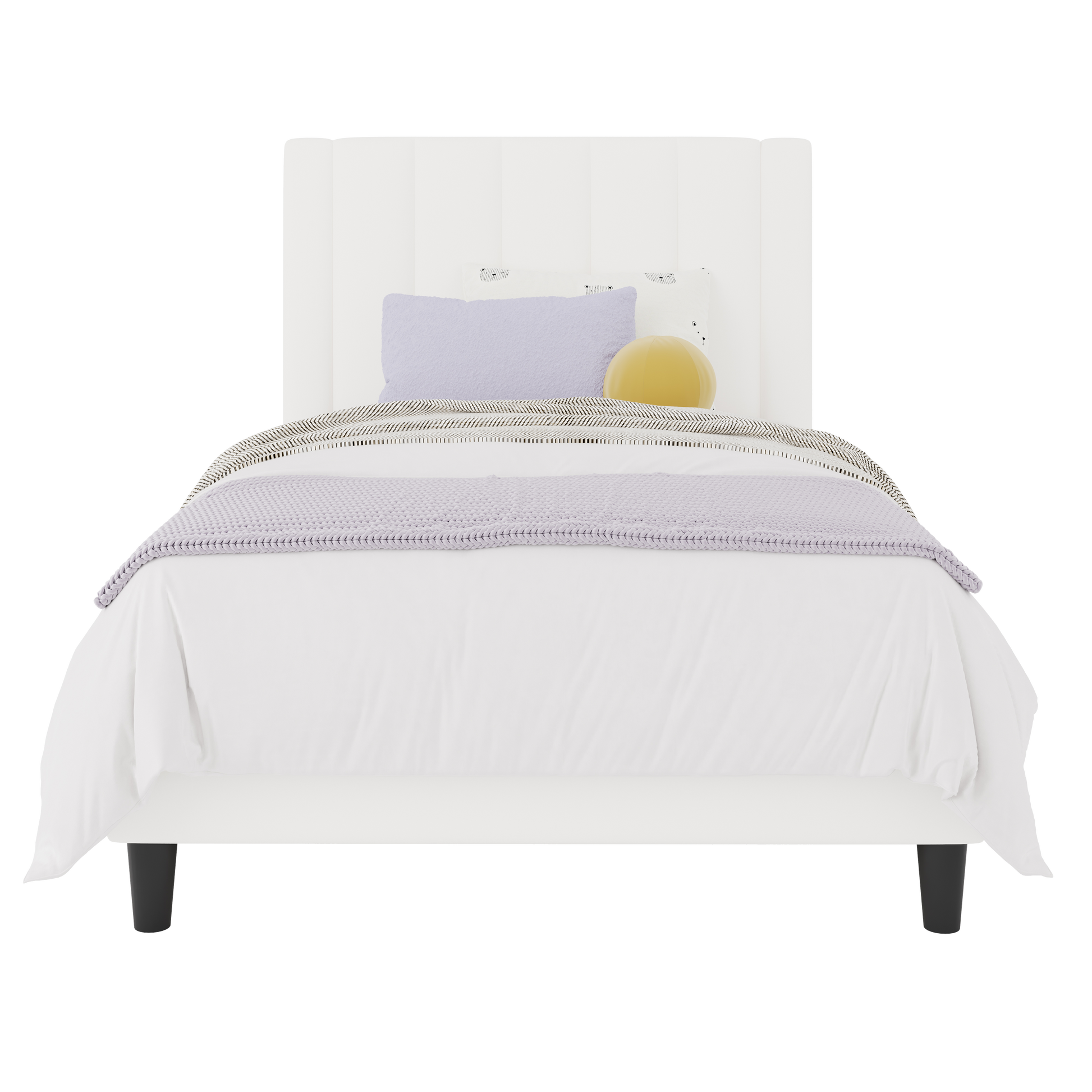 Einfach Twin Size Platform Bed Frame with Upholstered Velvet Headboard, No Box Spring Needed