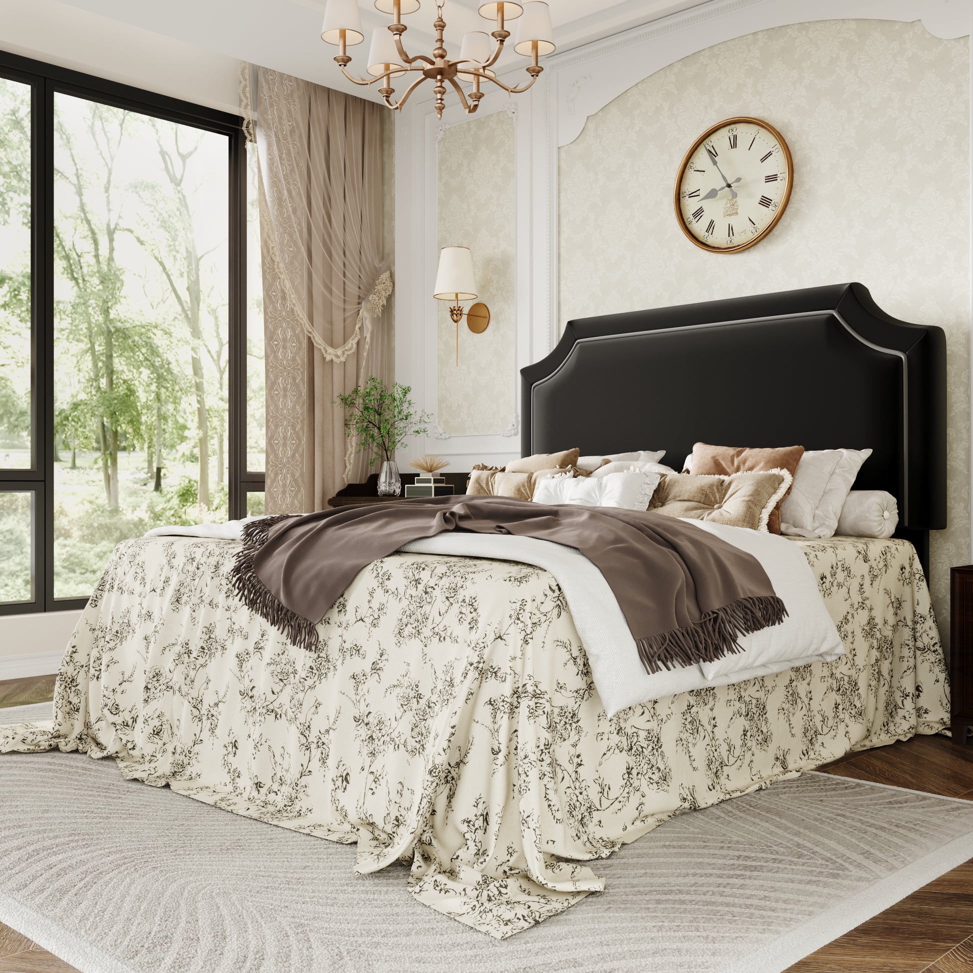 Einfac Frame with Streamlined Adjustable Headboard, No Box Spring Required