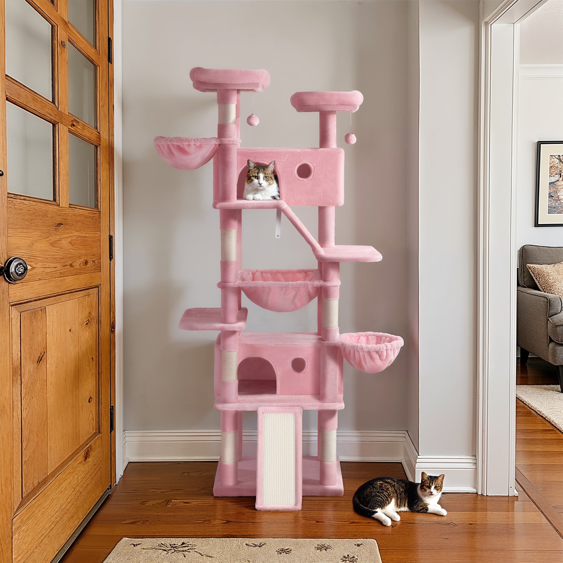 Einfach 81" Multi-Level Tall Cat Tree Tower, Larger Cat Condo with Hammock, Cozy Pussycat Perches, Sisal Scratching Posts