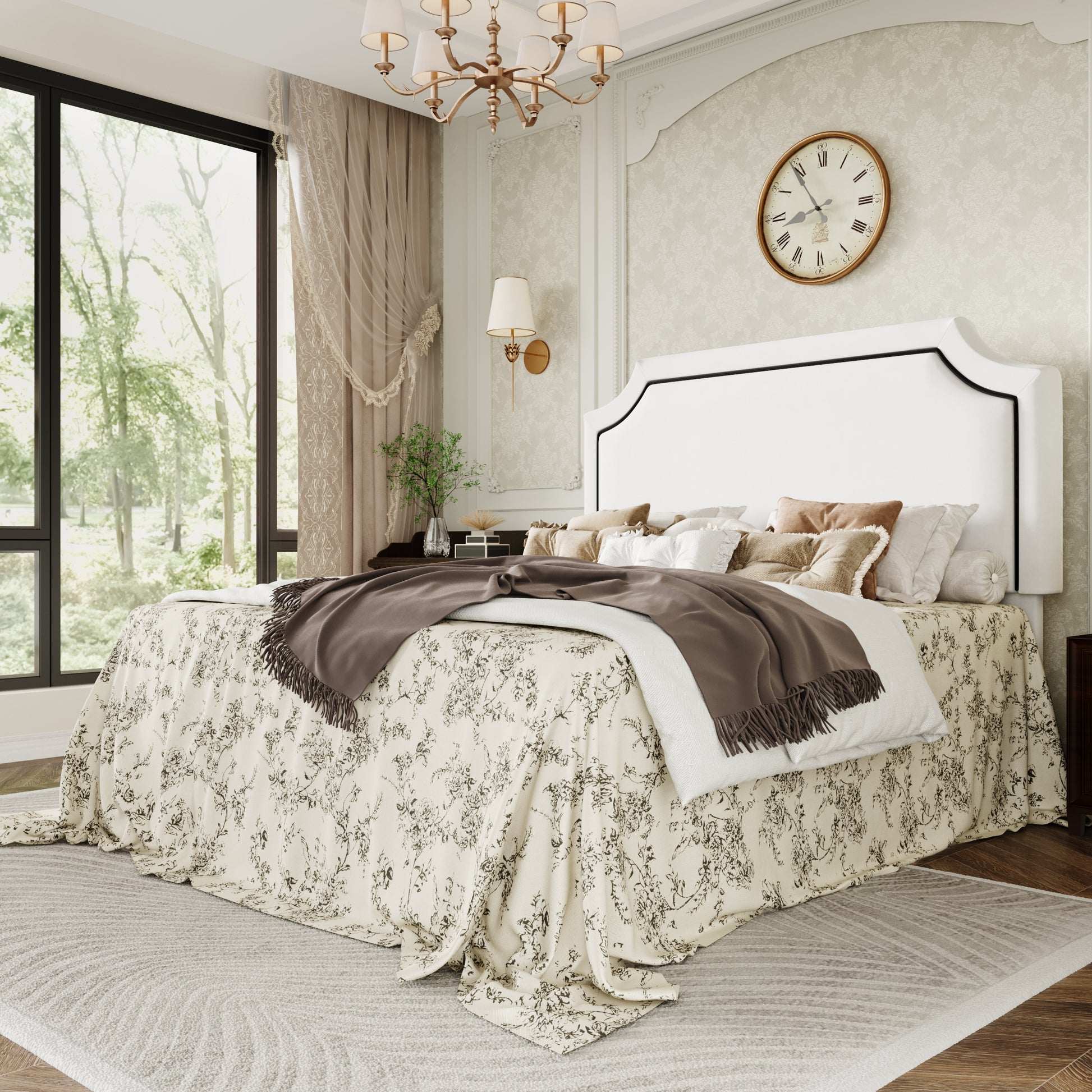 Einfac Frame with Streamlined Adjustable Headboard, No Box Spring Required
