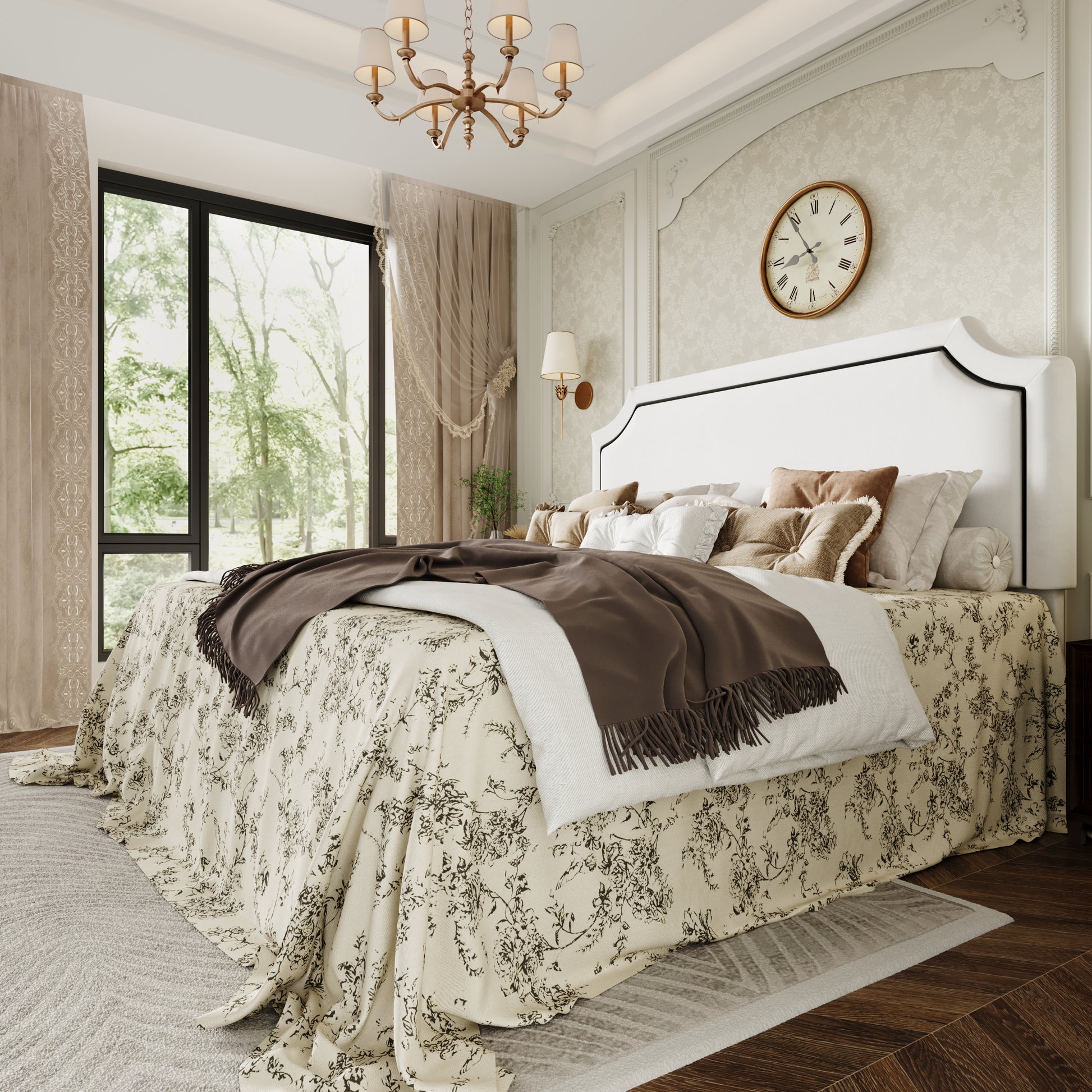 Einfac Frame with Streamlined Adjustable Headboard, No Box Spring Required