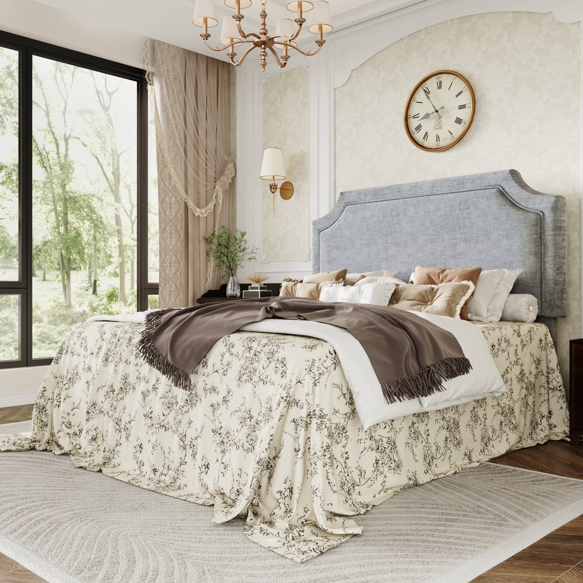 Einfac Frame with Streamlined Adjustable Headboard, No Box Spring Required