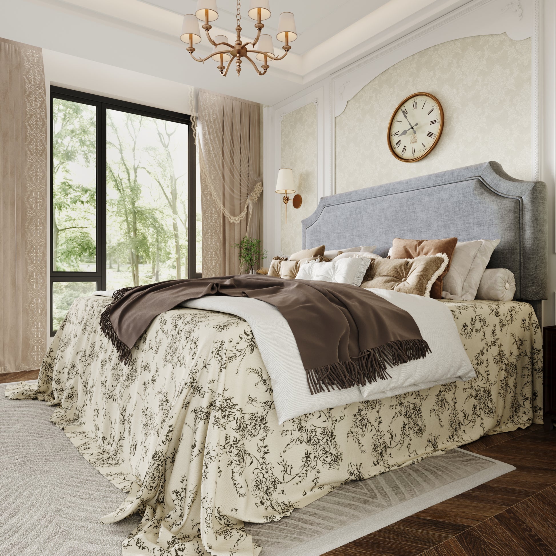 Einfac Frame with Streamlined Adjustable Headboard, No Box Spring Required