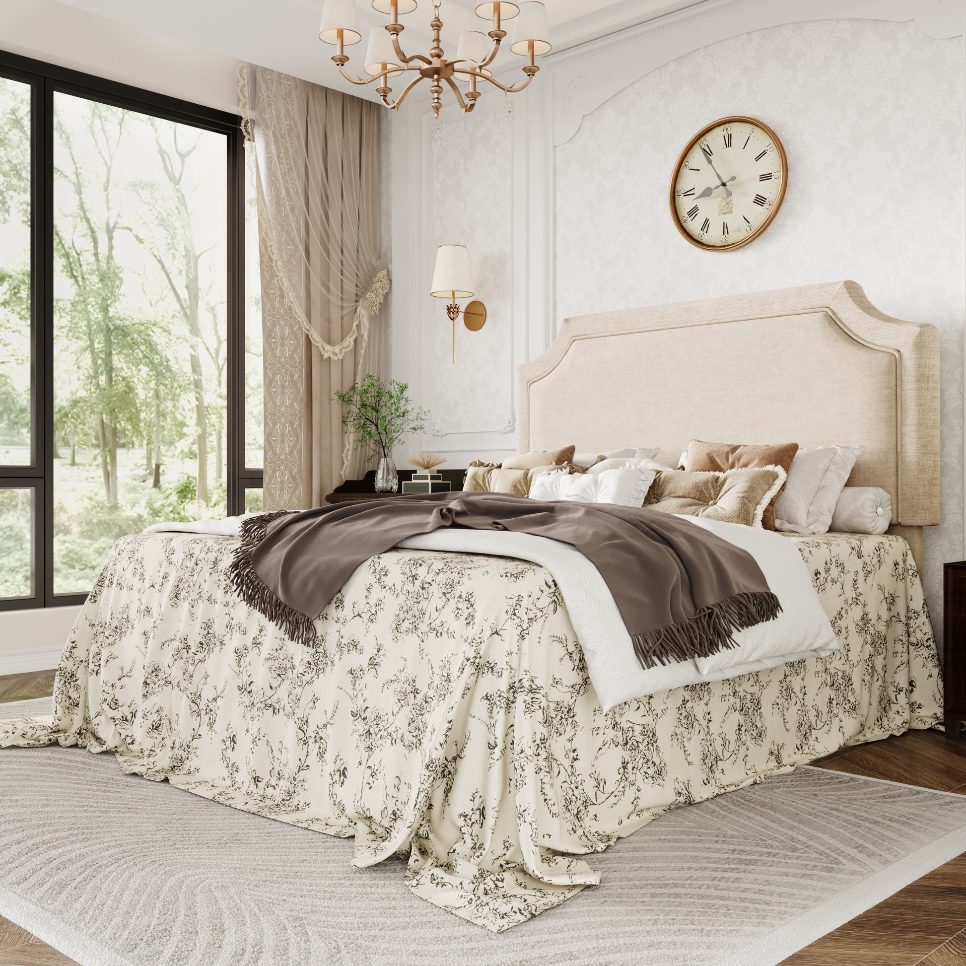 Einfac Frame with Streamlined Adjustable Headboard, No Box Spring Required