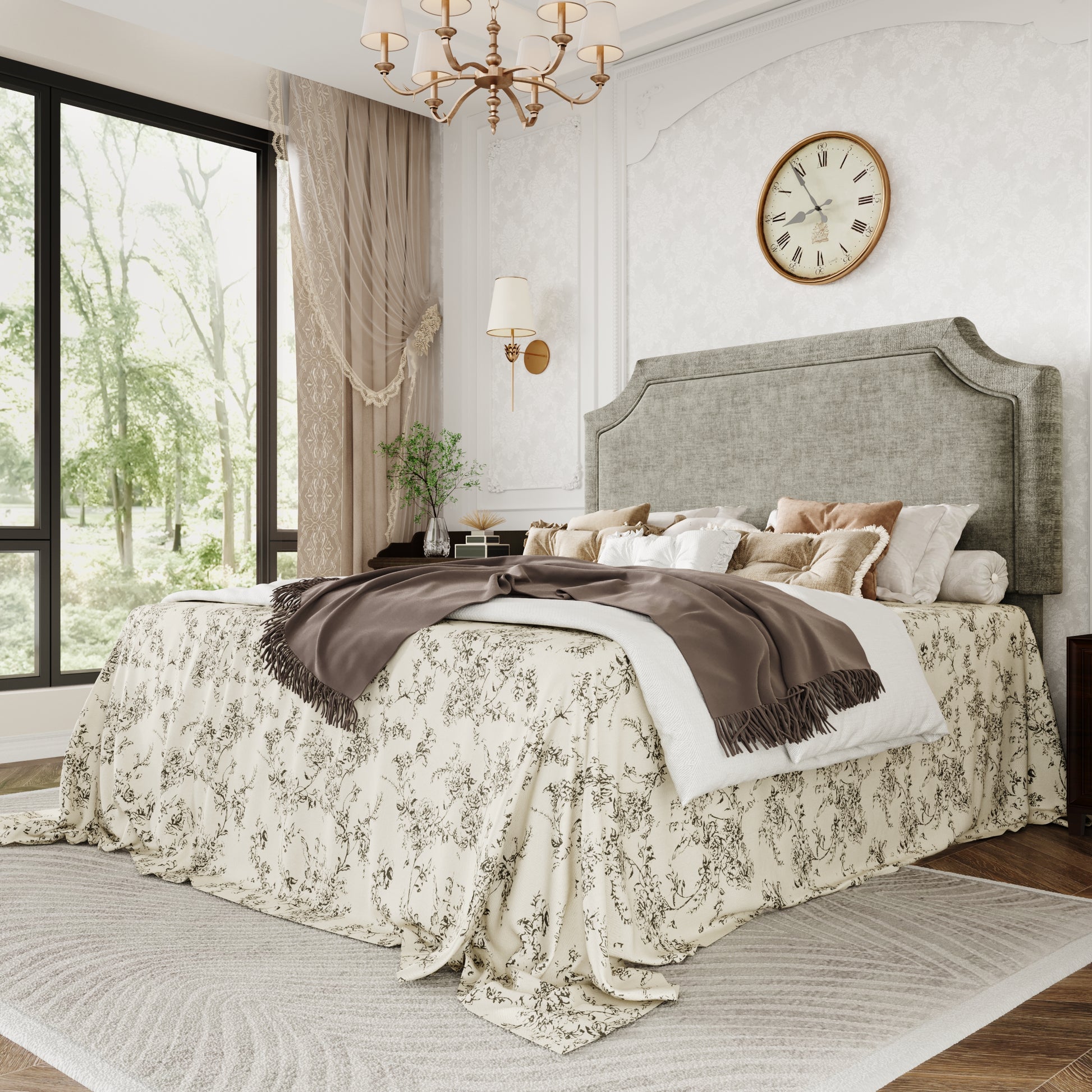 Einfac Frame with Streamlined Adjustable Headboard, No Box Spring Required