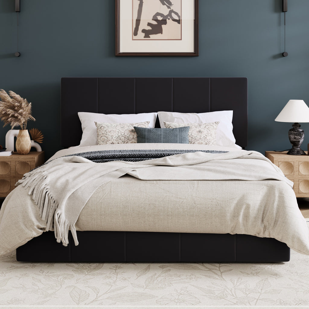 Einfach Bed Frame, Upholstered Platform Bed with Height Adjustable Headboard, Easy Assembly, Noise-Free