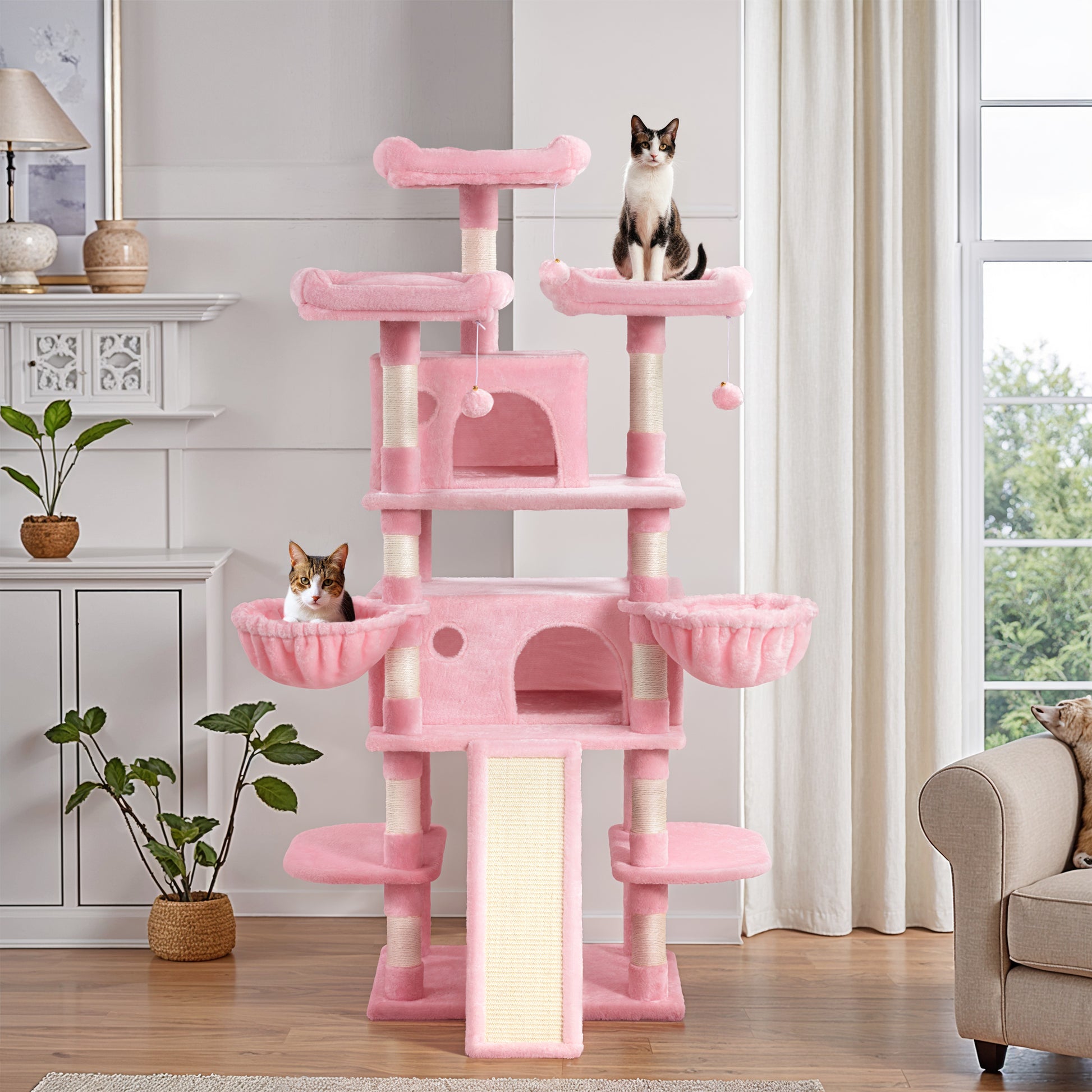 Einfach 68" X-Large Cat Tree and Tower with Condo Houses, Scratching Board & Posts for Indoor Cat