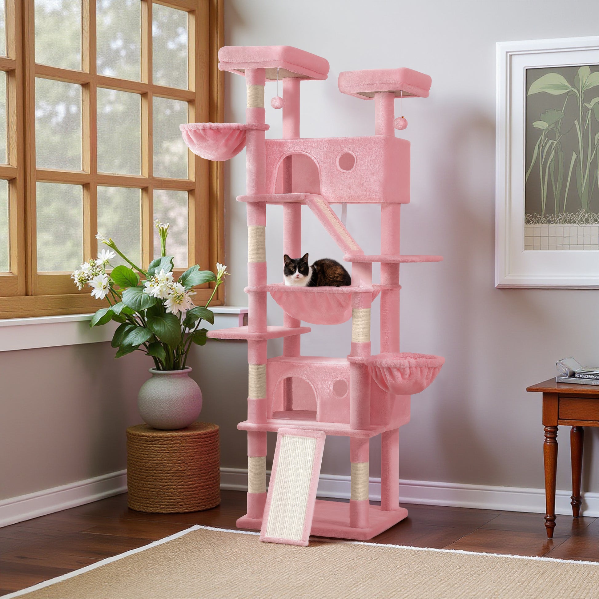 Einfach 81" Multi-Level Tall Cat Tree Tower, Larger Cat Condo with Hammock, Cozy Pussycat Perches, Sisal Scratching Posts