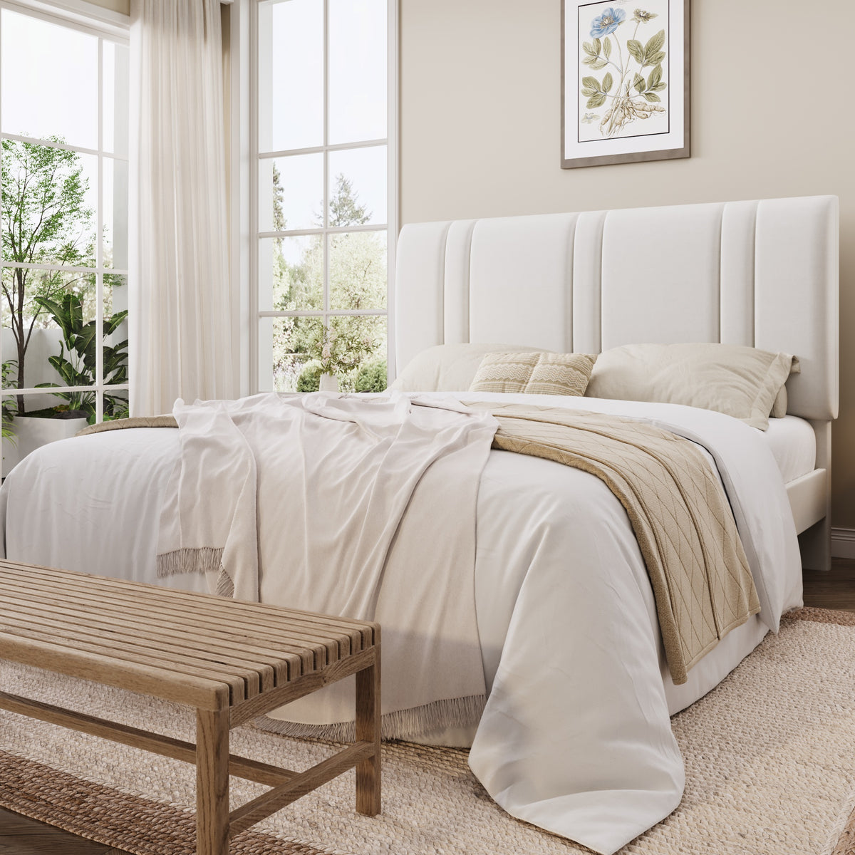Einfach Size Bed Frame with Adjustable Upholstered Headboard, Velvet Fabric, Noise-Free, No Box Spring Needed, Easy Assembly