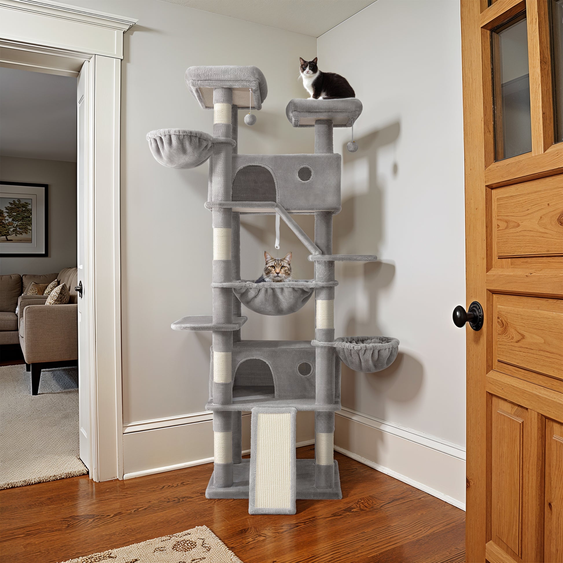 Einfach 81" Multi-Level Tall Cat Tree Tower, Larger Cat Condo with Hammock, Cozy Pussycat Perches, Sisal Scratching Posts