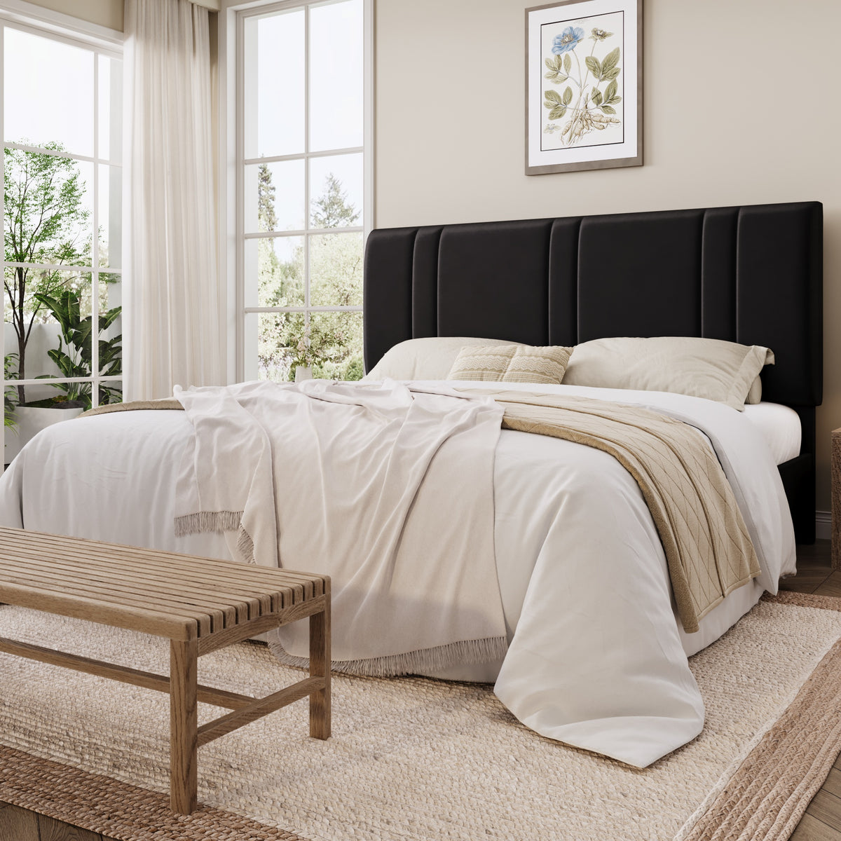 Einfach Size Bed Frame with Adjustable Upholstered Headboard, Velvet Fabric, Noise-Free, No Box Spring Needed, Easy Assembly