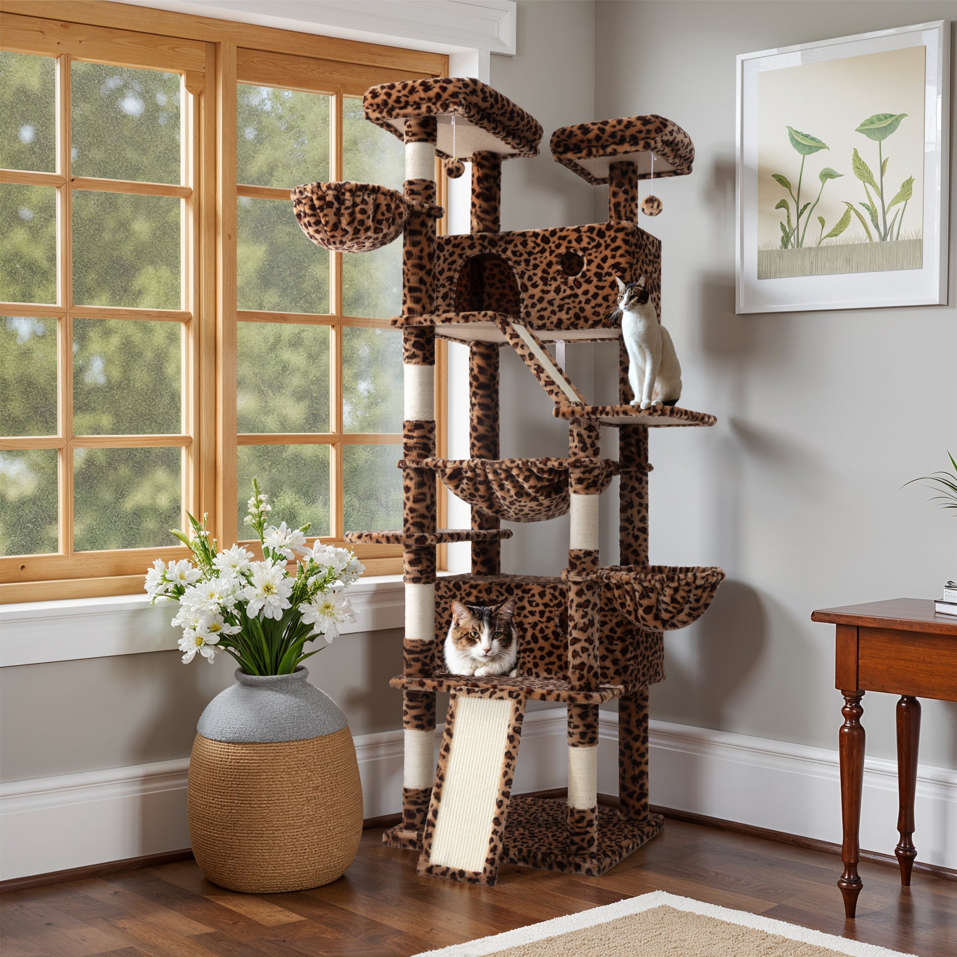 Einfach 81" Multi-Level Tall Cat Tree Tower, Larger Cat Condo with Hammock, Cozy Pussycat Perches, Sisal Scratching Posts