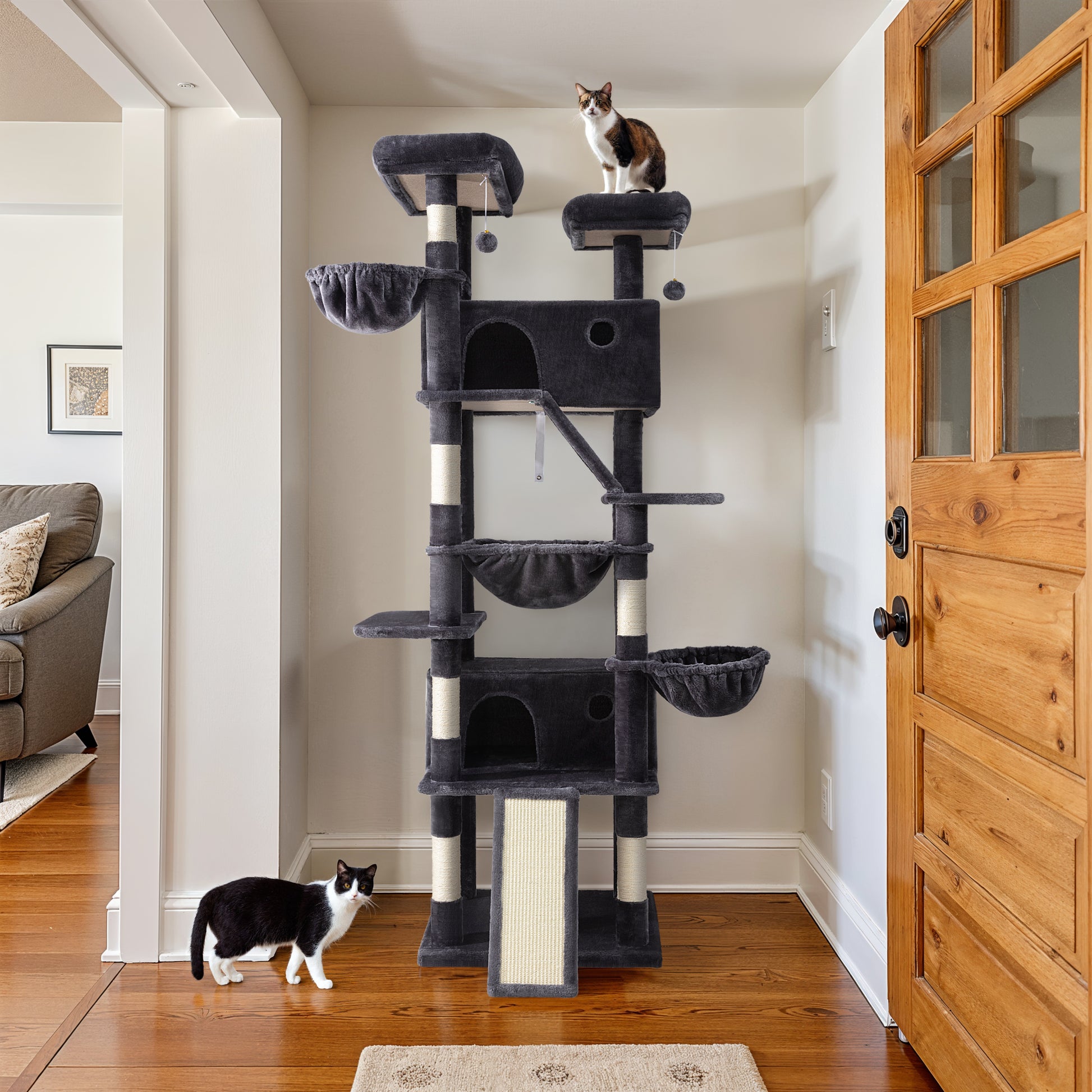 Einfach 81" Multi-Level Tall Cat Tree Tower, Larger Cat Condo with Hammock, Cozy Pussycat Perches, Sisal Scratching Posts