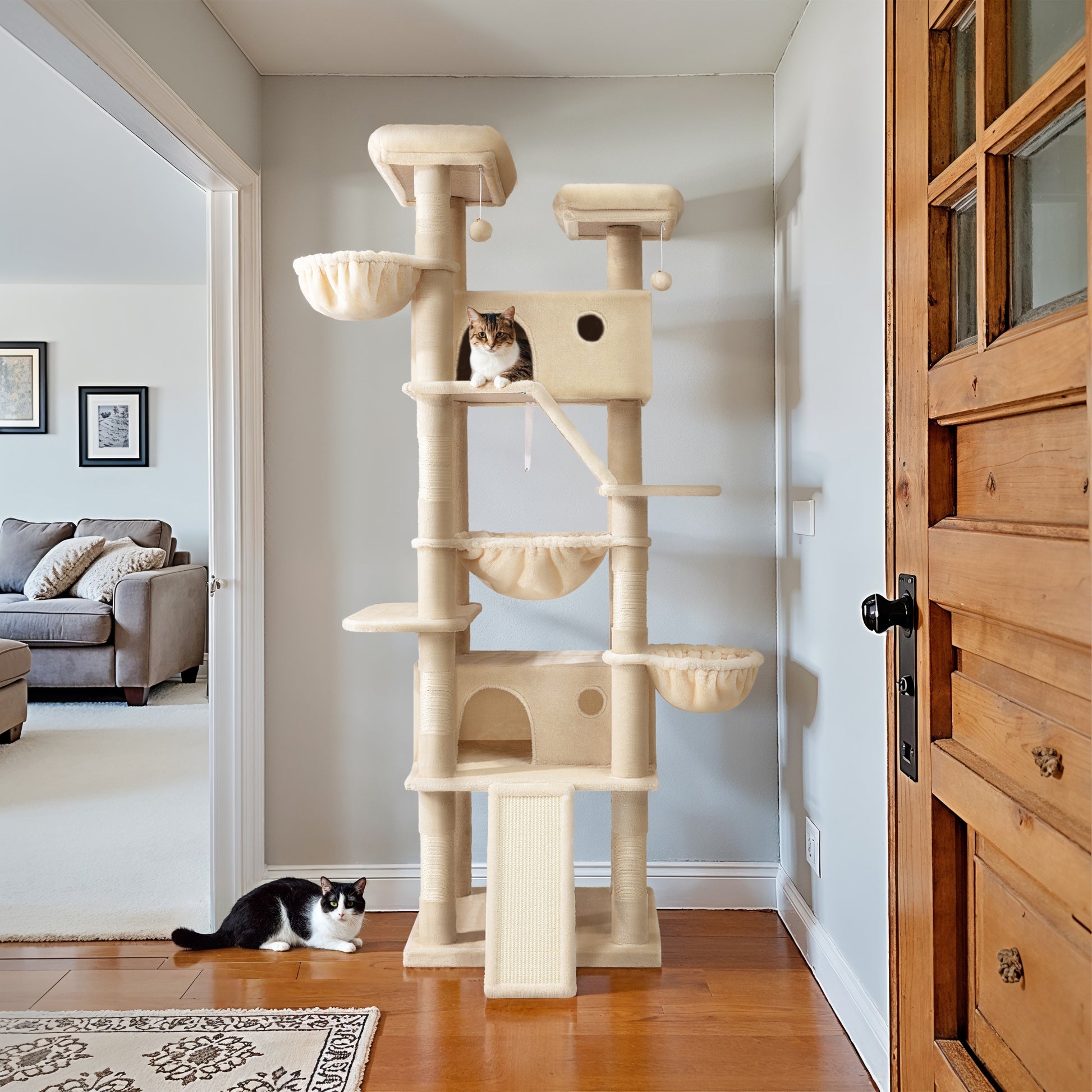 Einfach 81" Multi-Level Tall Cat Tree Tower, Larger Cat Condo with Hammock, Cozy Pussycat Perches, Sisal Scratching Posts