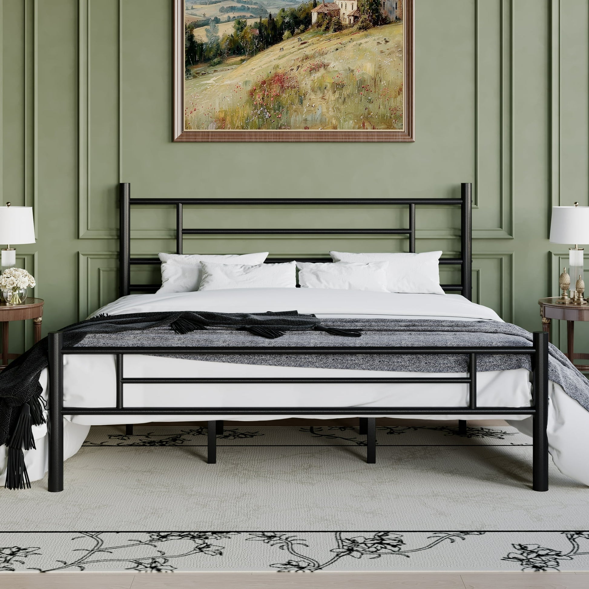 Einfach Metal Bed Frame with Headboard and Footboard, Under-bed Storage Space, Adult