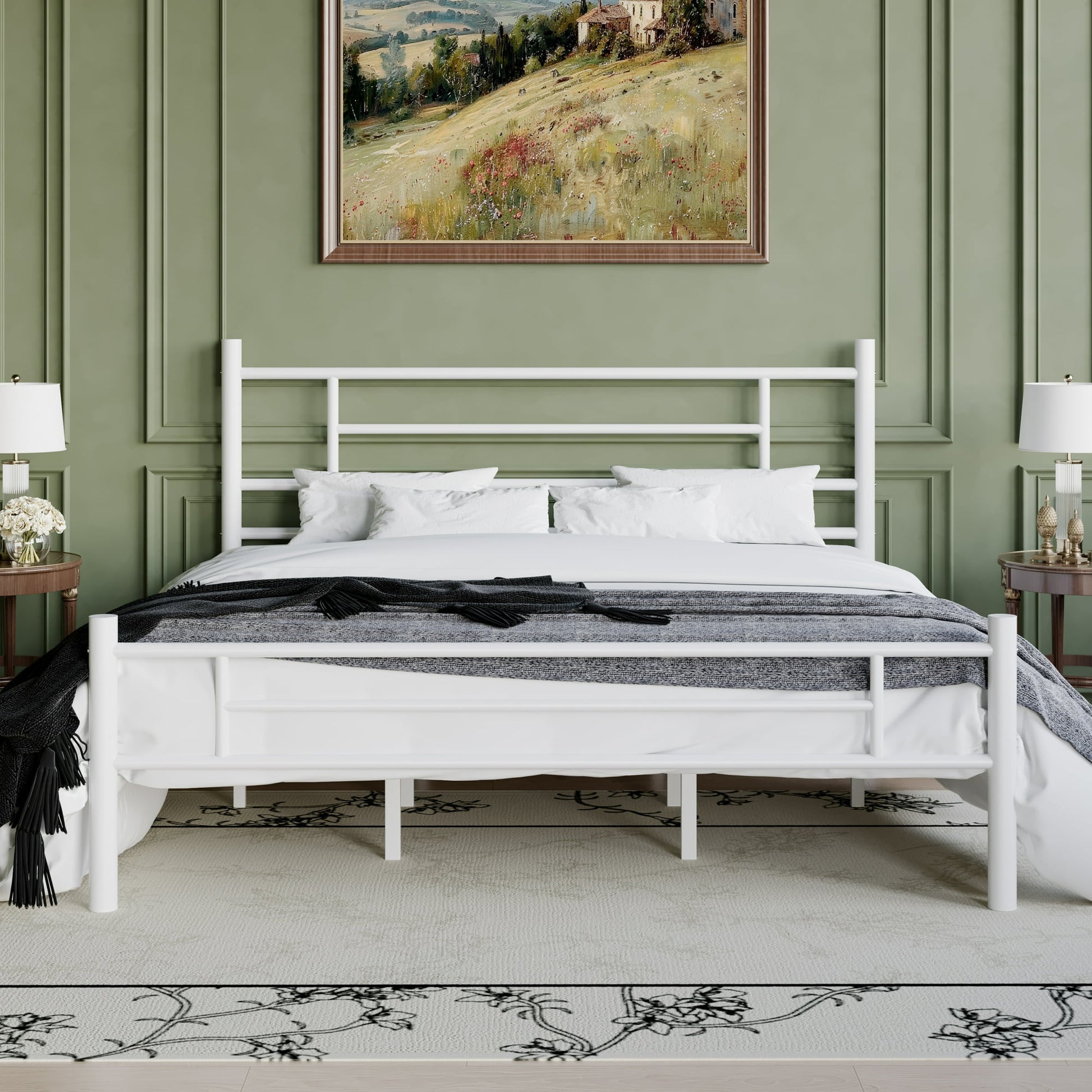 Einfach Metal Bed Frame with Headboard and Footboard, Under-bed Storage Space, Adult