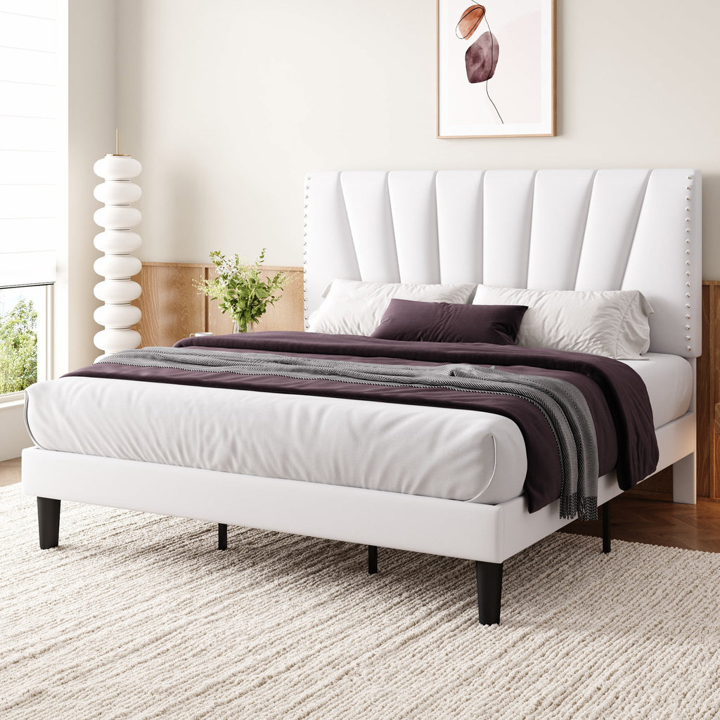 Einfach Premium Velvet Upholstered Platform Bed Frame with Adjustable Headboard,Under-Bed Storage,Heavy-Duty Metal Support, Noise-Free Slats