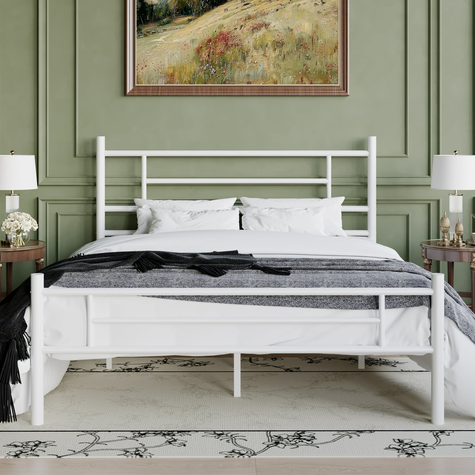 Einfach Metal Bed Frame with Headboard and Footboard, Under-bed Storage Space, Adult