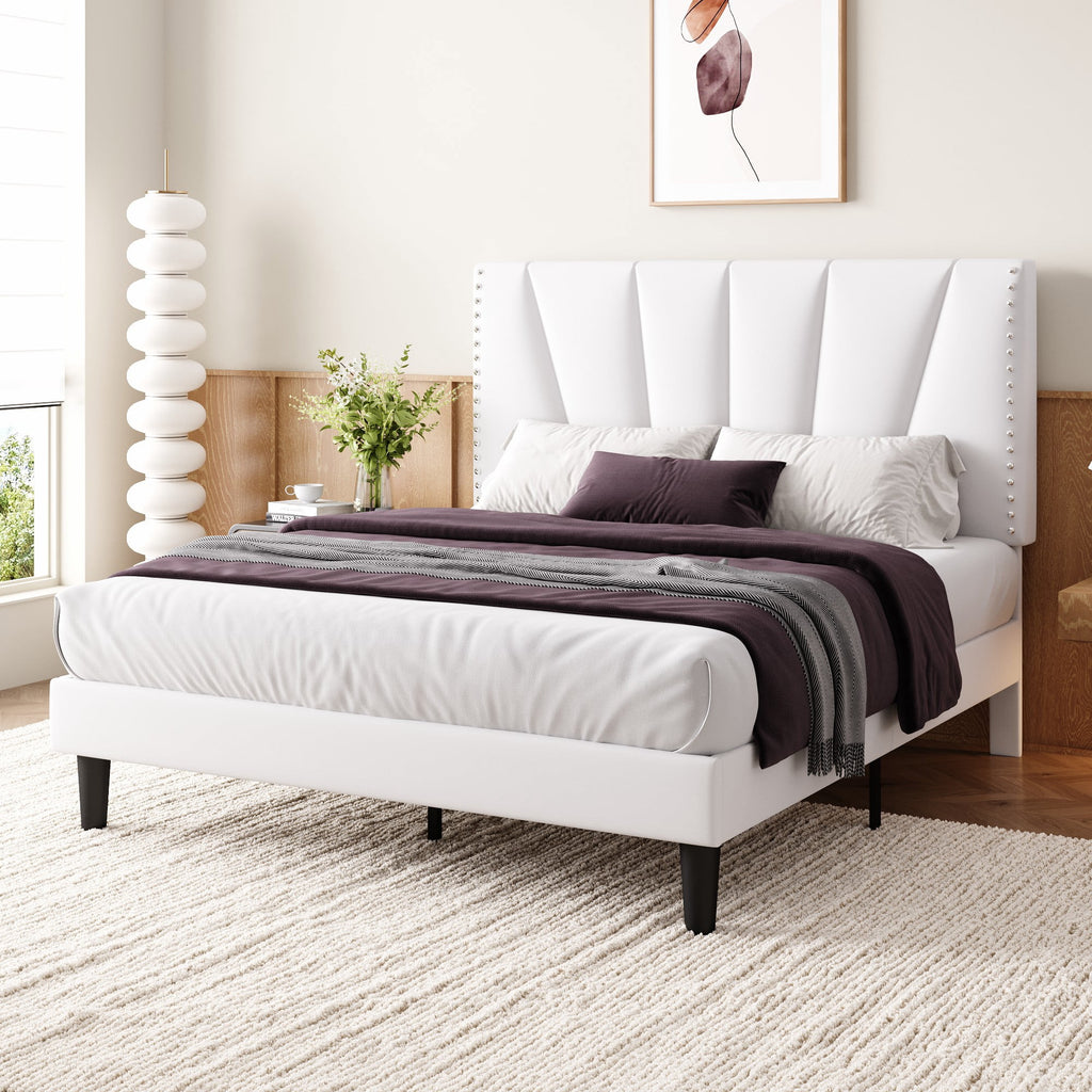Einfach Premium Velvet Upholstered Platform Bed Frame with Adjustable Headboard,Under-Bed Storage,Heavy-Duty Metal Support, Noise-Free Slats