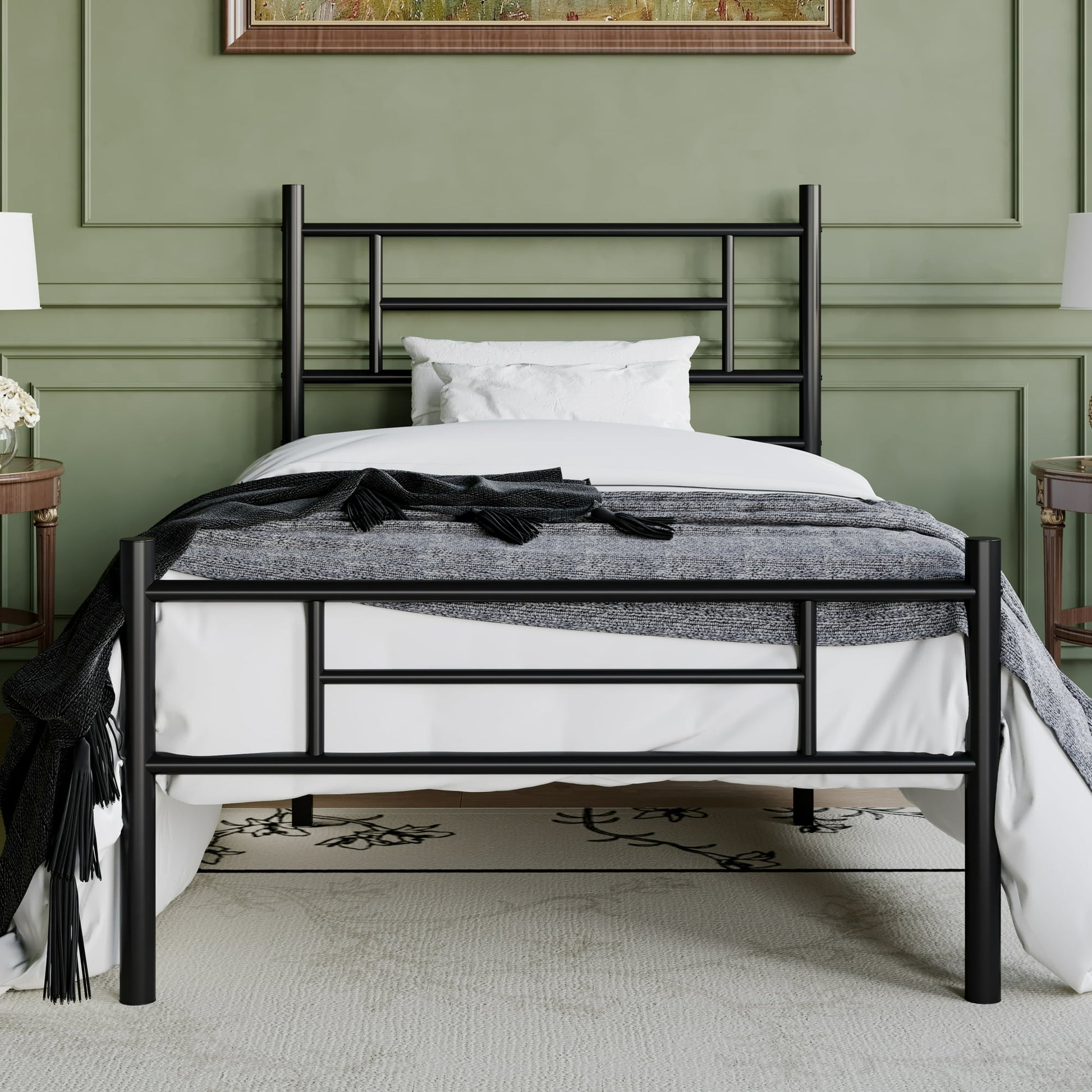 Einfach Metal Bed Frame with Headboard and Footboard, Under-bed Storage Space, Adult