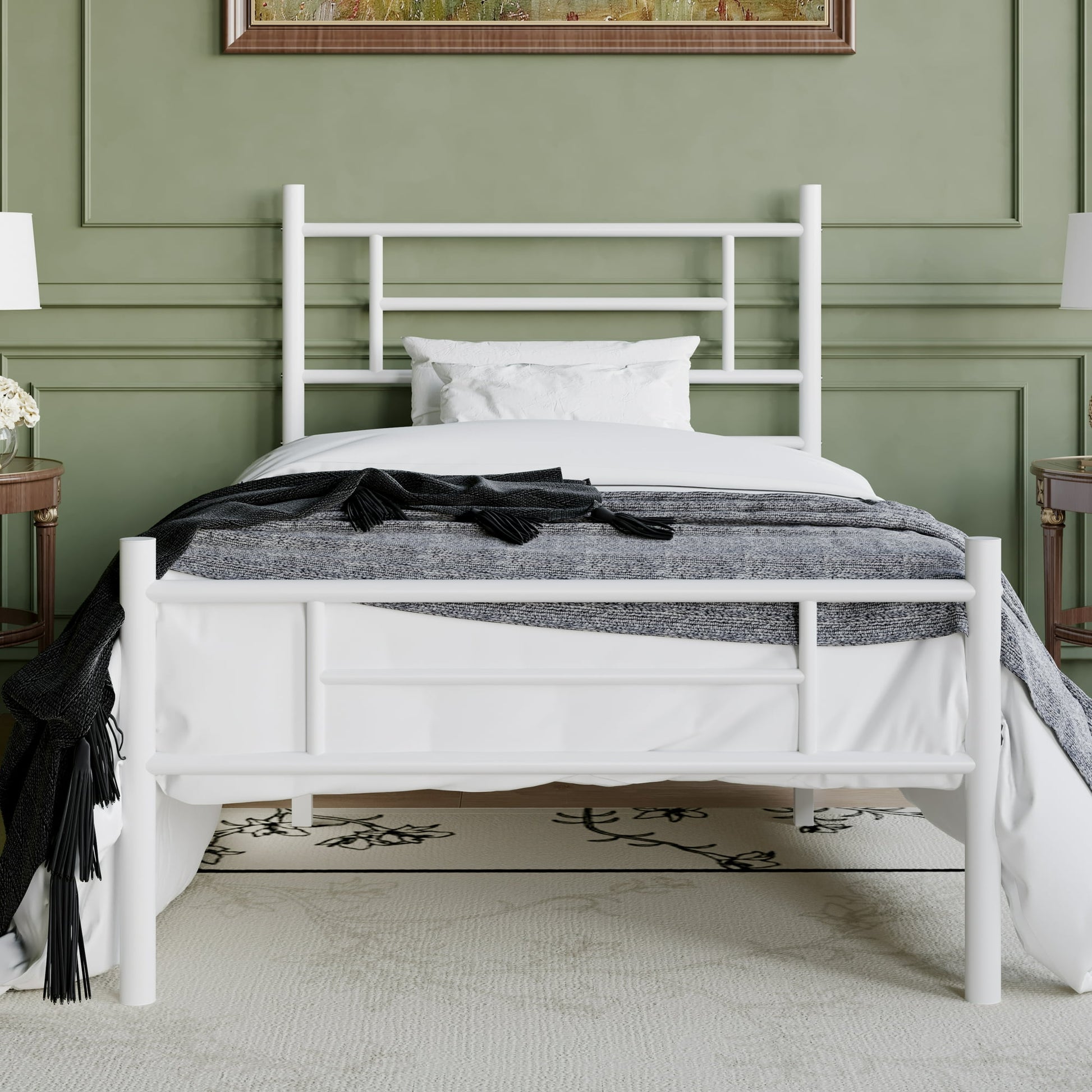 Einfach Metal Bed Frame with Headboard and Footboard, Under-bed Storage Space, Adult