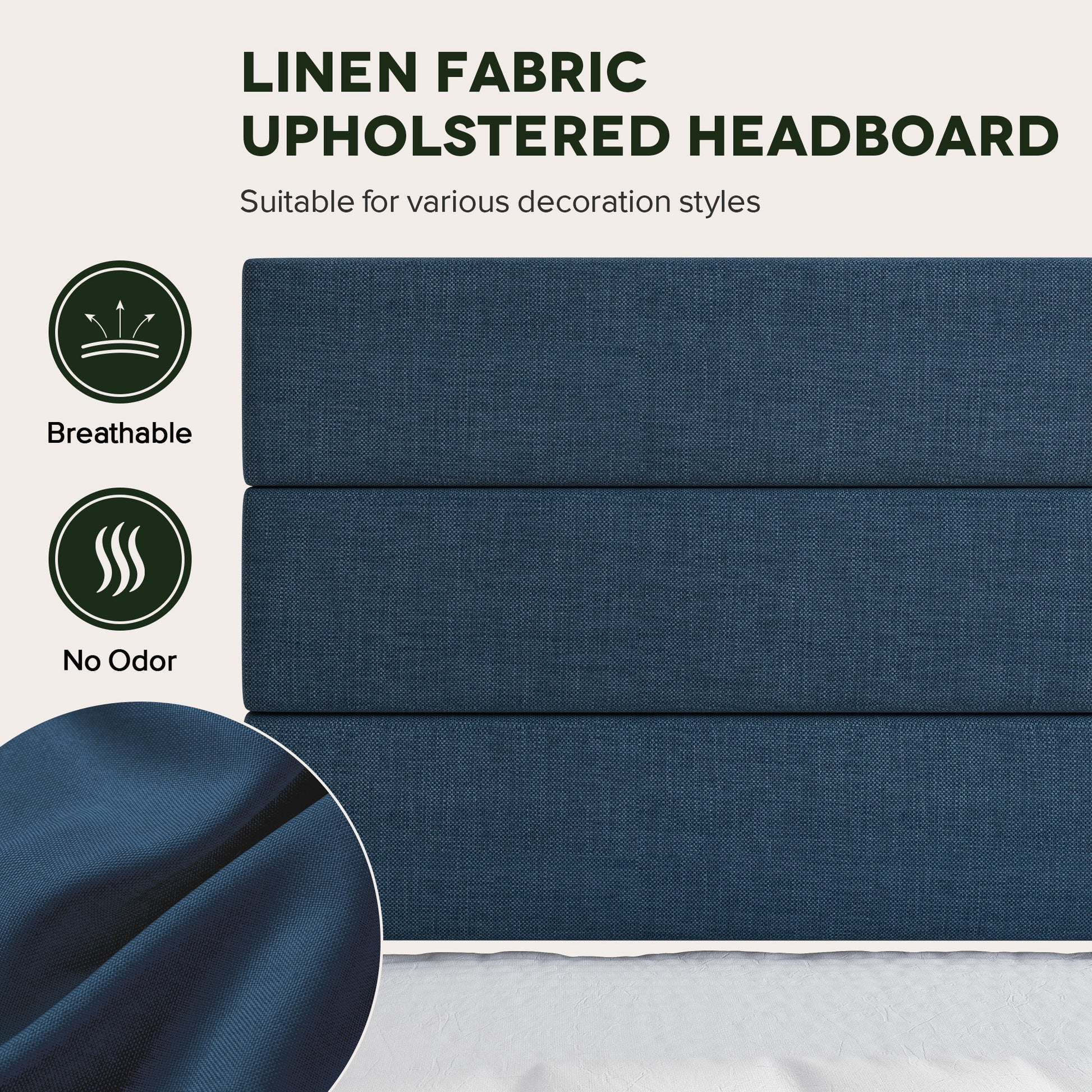 Einfach Bed Frame, Platform Bed Frame with Pannel Upholstered Fabric Headboard