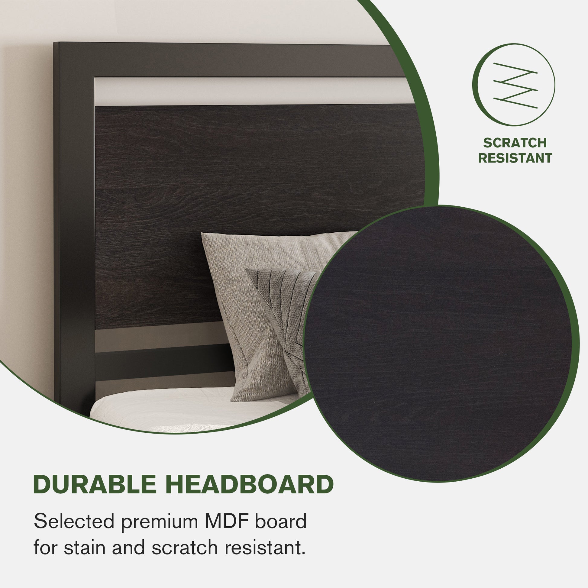 Einfach Metal Platform Bed Frame with Wooden Headboard & Footboard