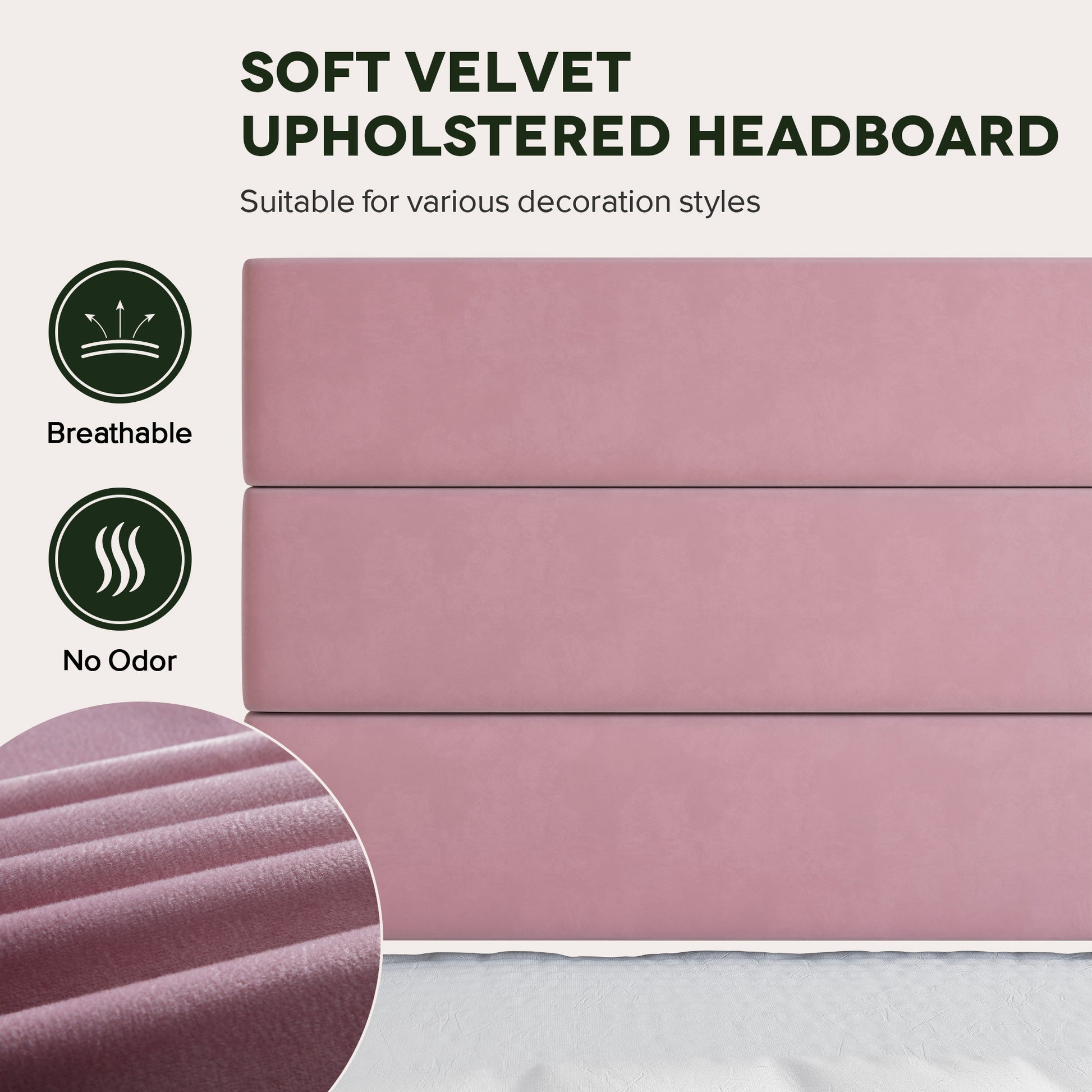 Einfach Bed Frame, Platform Bed Frame with Panel Upholstered Headboard
