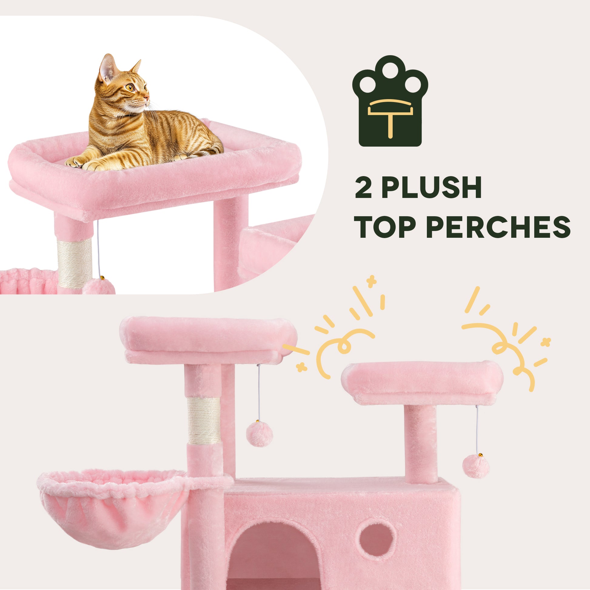 Einfach 81" Multi-Level Tall Cat Tree Tower, Larger Cat Condo with Hammock, Cozy Pussycat Perches, Sisal Scratching Posts