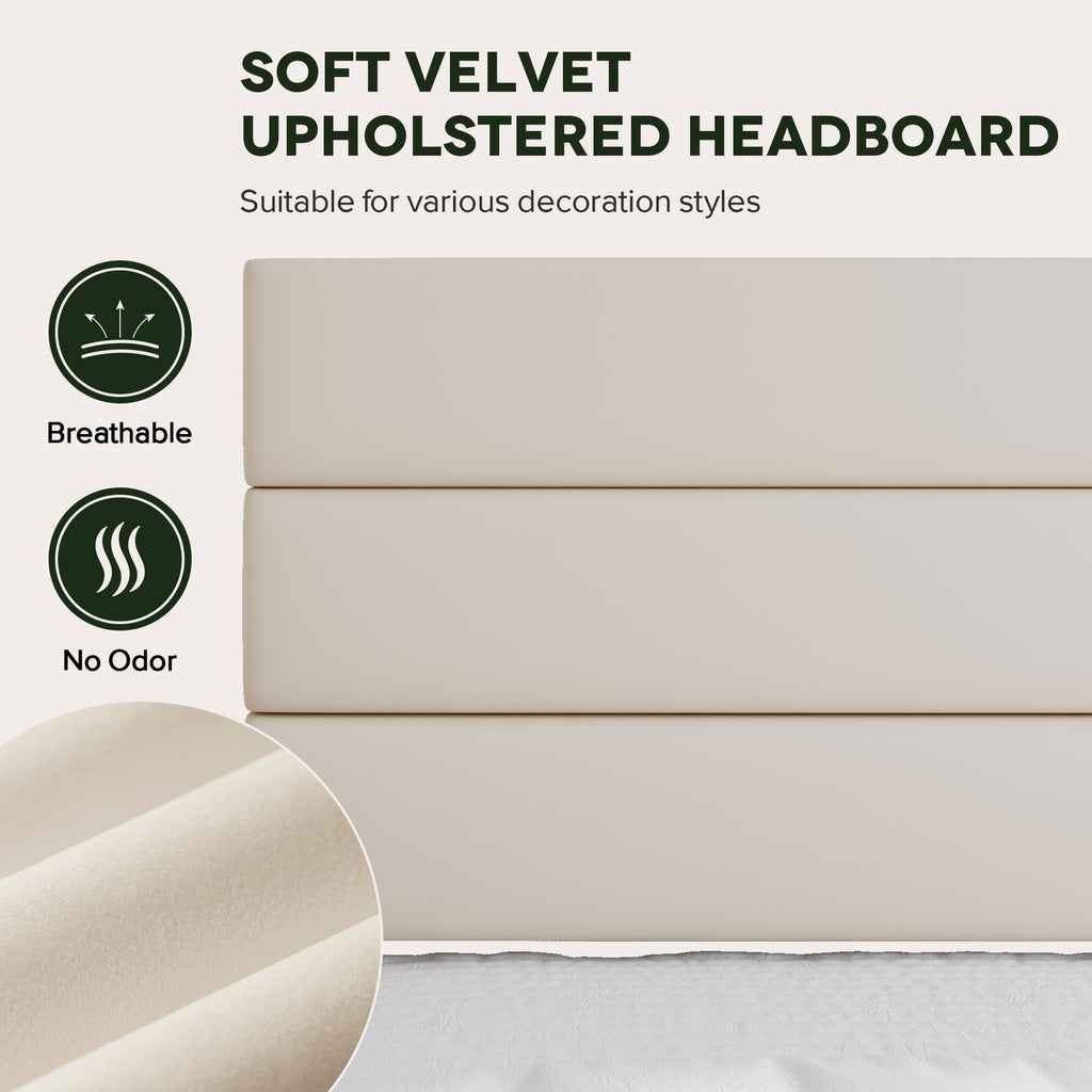 Einfach Bed Frame, Platform Bed Frame with Panel Upholstered Velvet Headboard