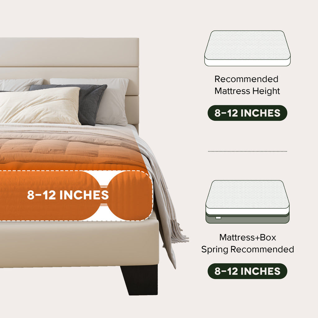 Einfach Bed Frame, Platform Bed Frame with Panel Upholstered Velvet Headboard