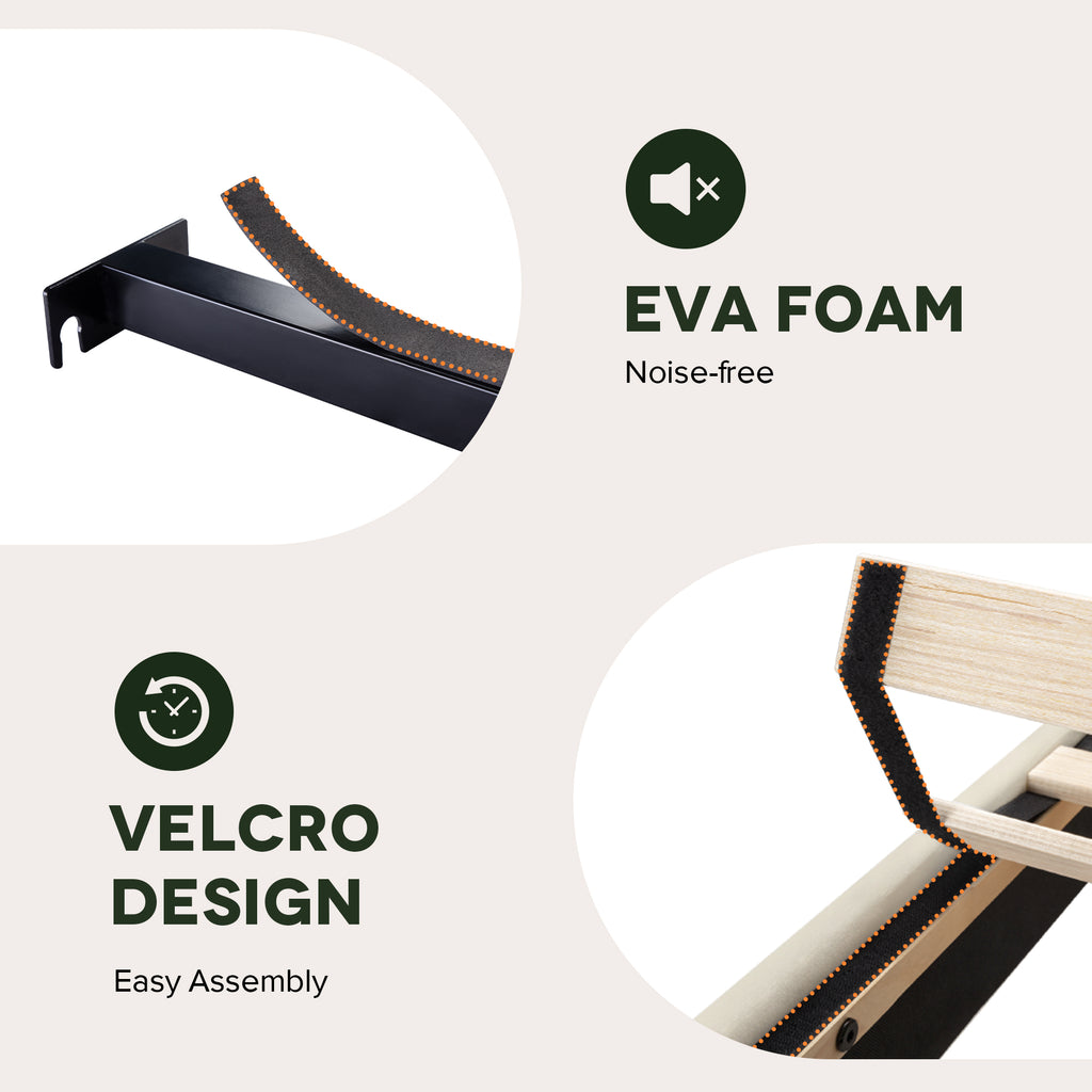Einfach Bed Frame, Platform Bed Frame with Panel Upholstered Velvet Headboard