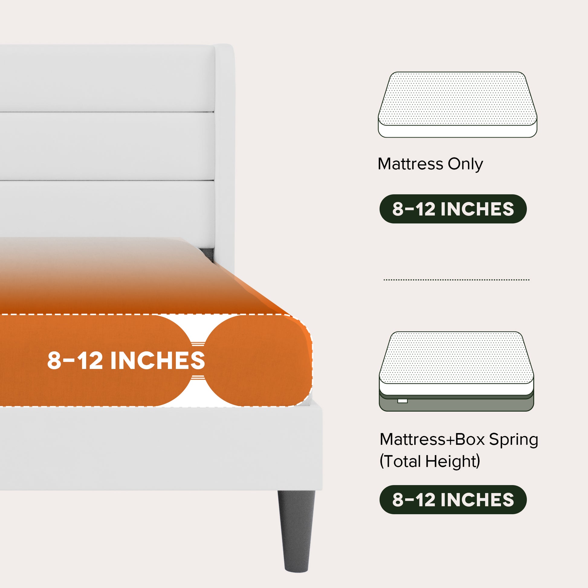 Einfach Luxury Velvet Upholstered Platform Bed Frame with Wingback Headboard