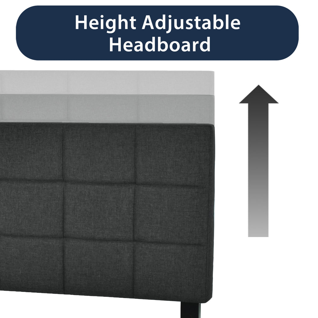 Einfach Fabric Upholstered Panel Bed with Adjustable Headboard