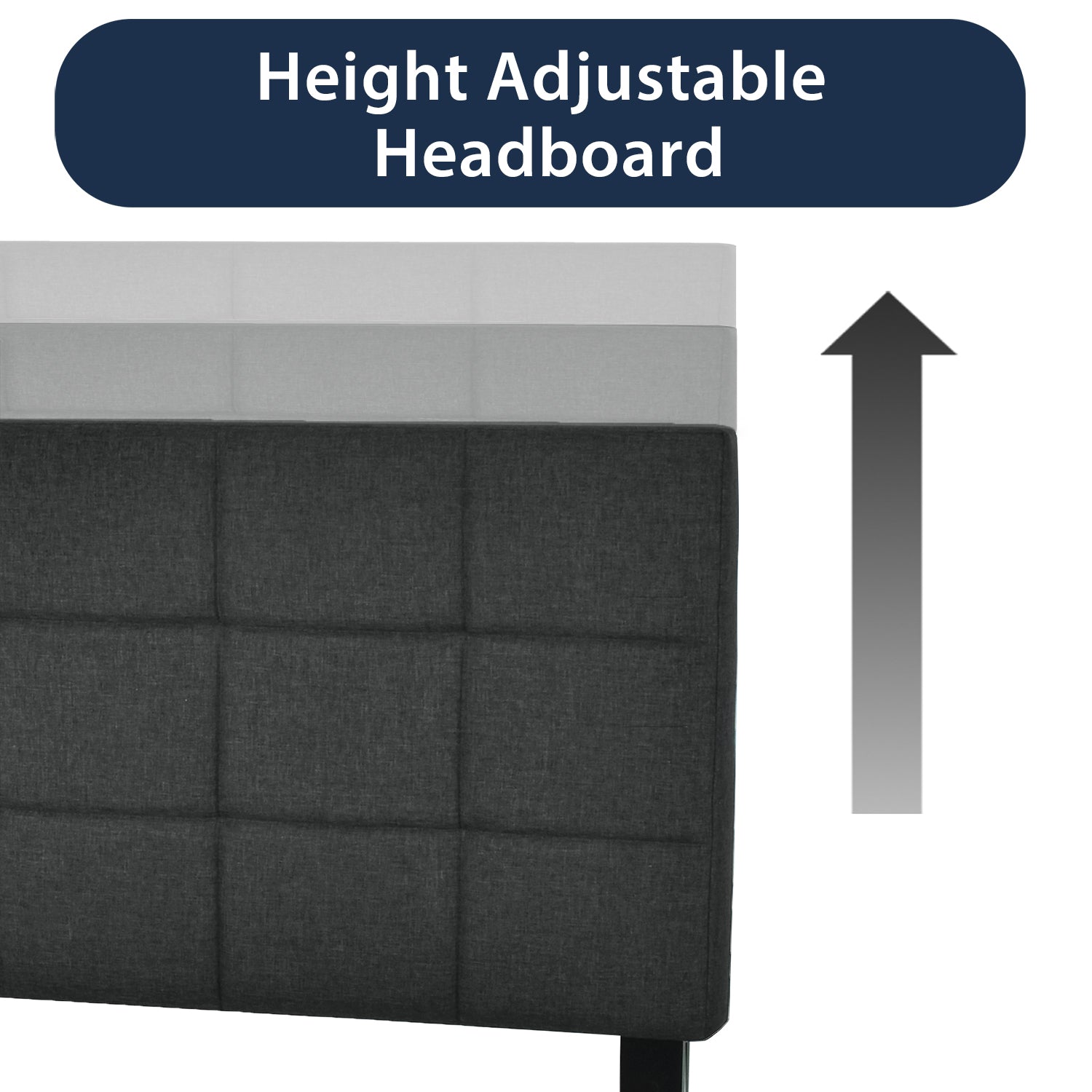 Einfach Fabric Upholstered Panel Bed with Adjustable Headboard