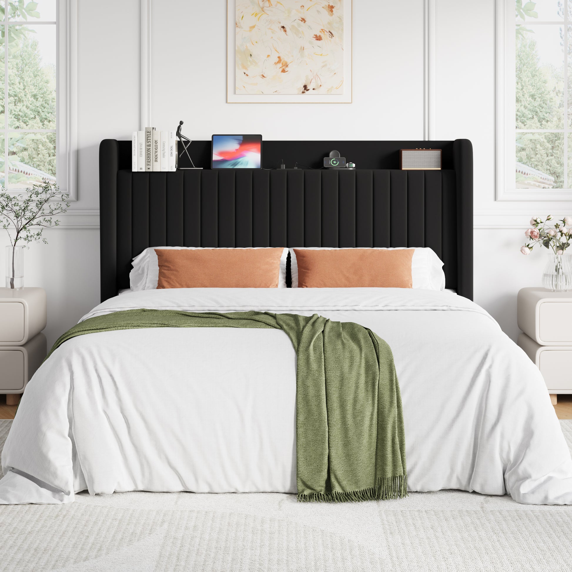 Einfach Metal Bed Frame with Victorian Vintage Headboard, 12.4" Under-bed Storage Space