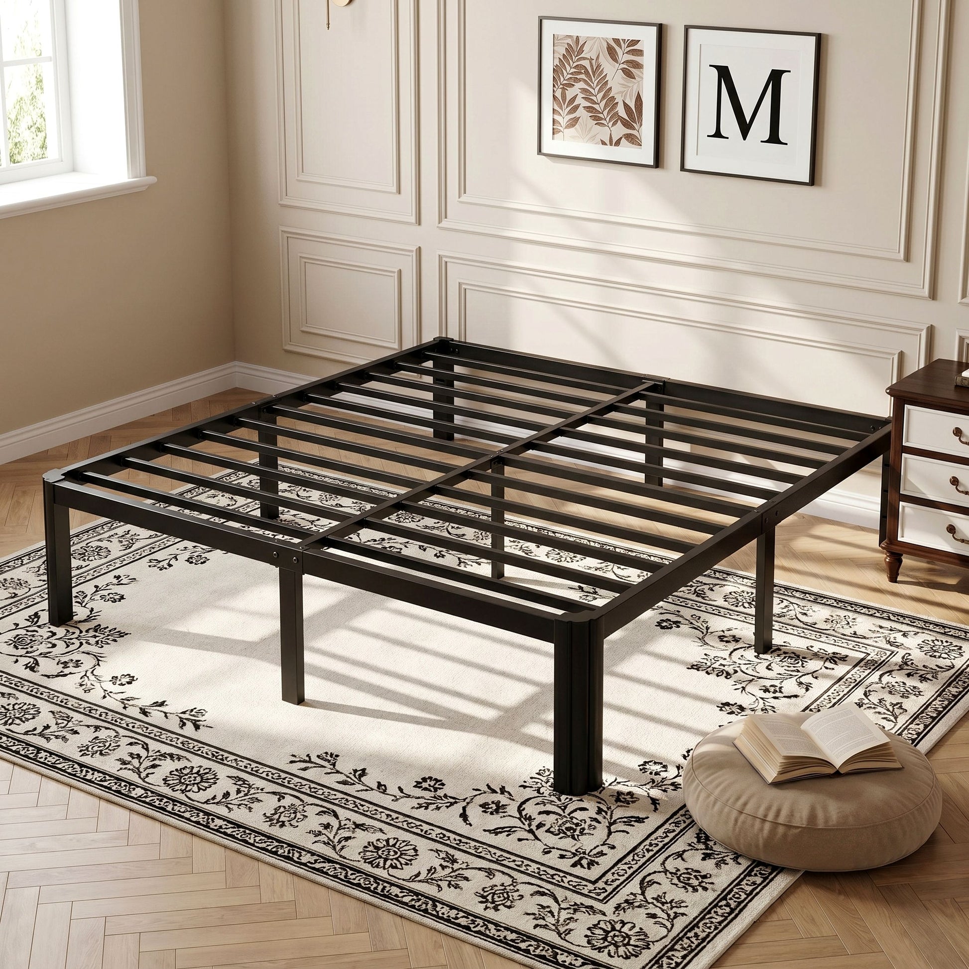 Einfach Bed Frame, Platform Metal Bed with Ample Under-Bed Storage Space, Upgraded Curved Bed Feet, 3500 LBS Capacity