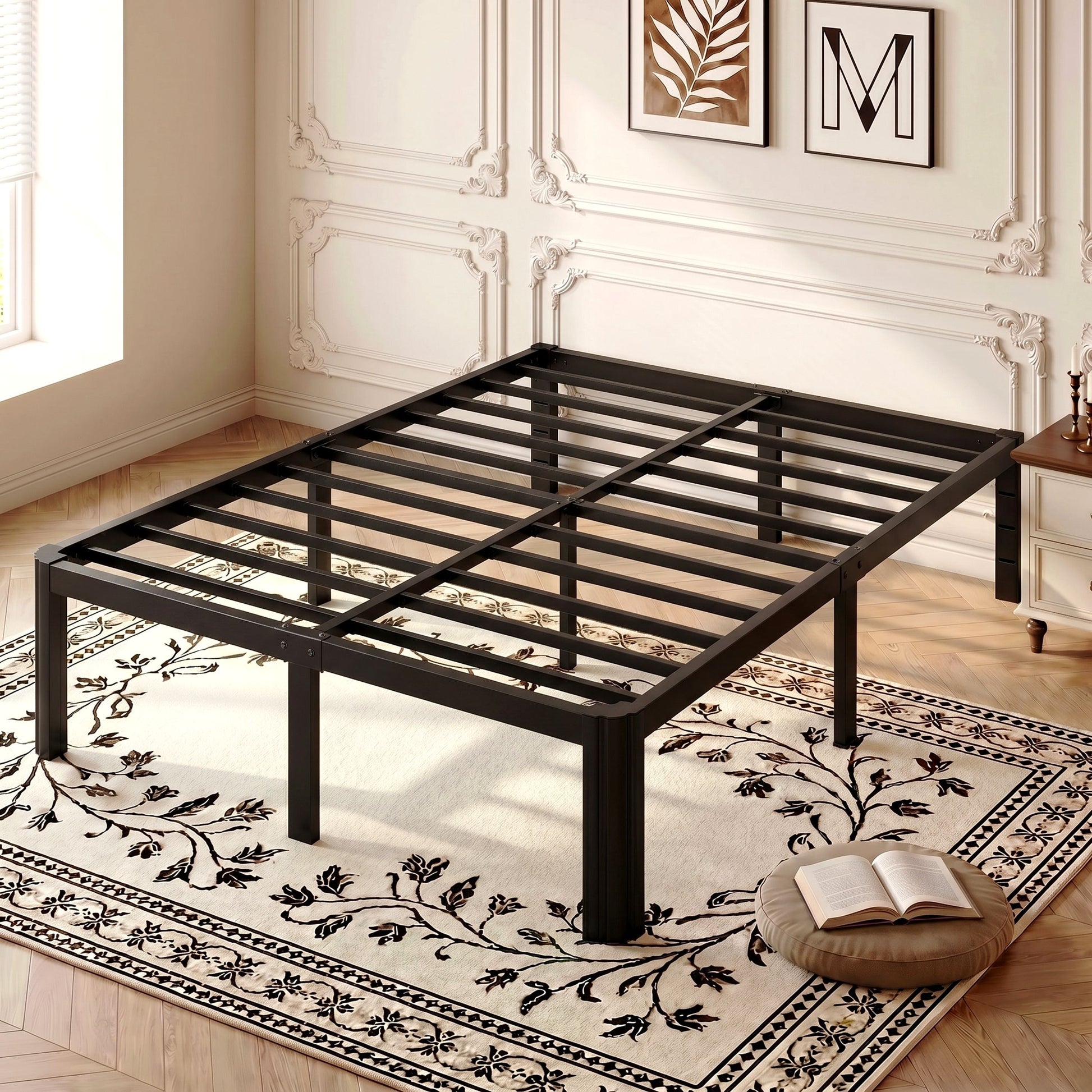 Einfach Bed Frame, Platform Metal Bed with Ample Under-Bed Storage Space, Upgraded Curved Bed Feet, 3500 LBS Capacity
