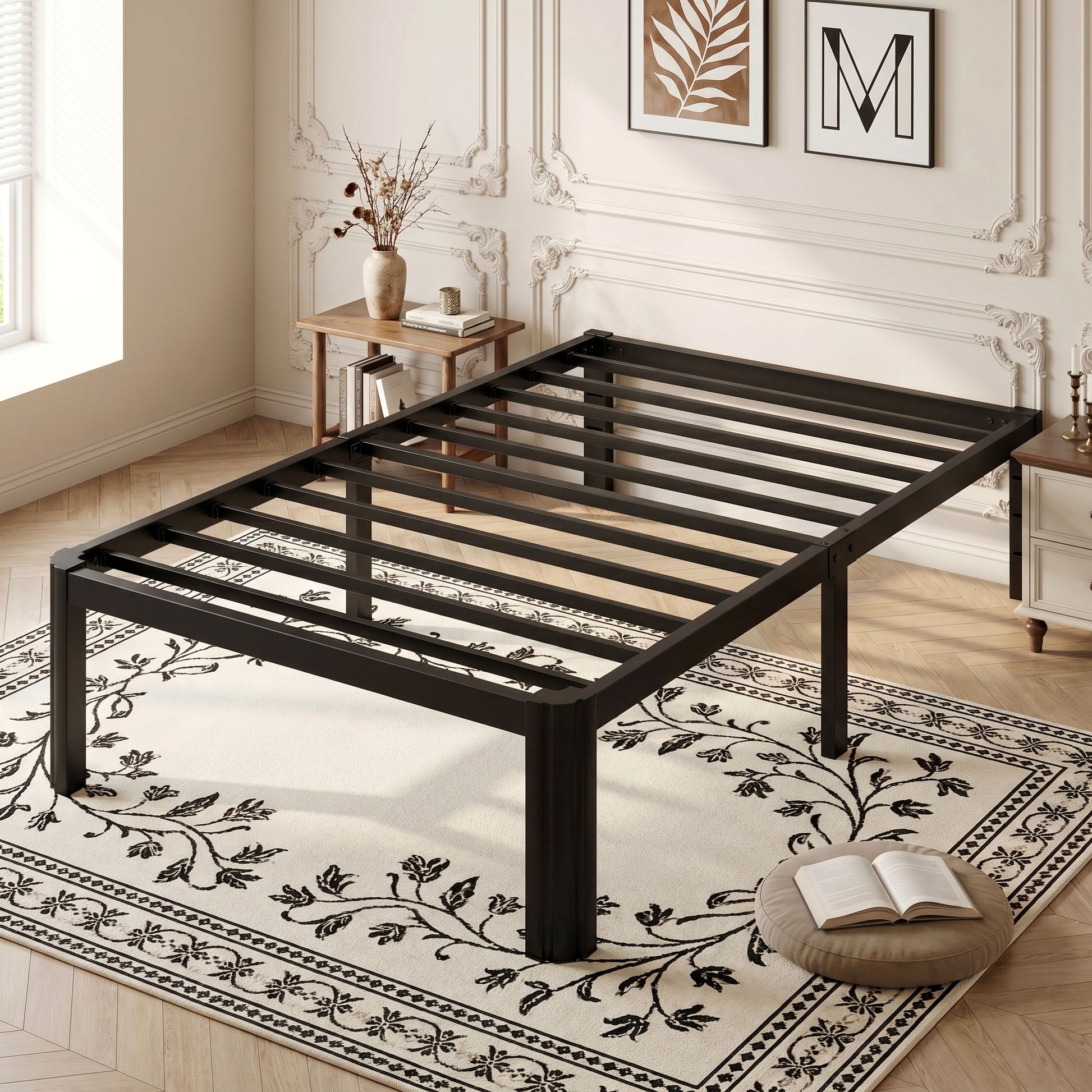 Einfach Bed Frame, Platform Metal Bed with Ample Under-Bed Storage Space, Upgraded Curved Bed Feet, 3500 LBS Capacity