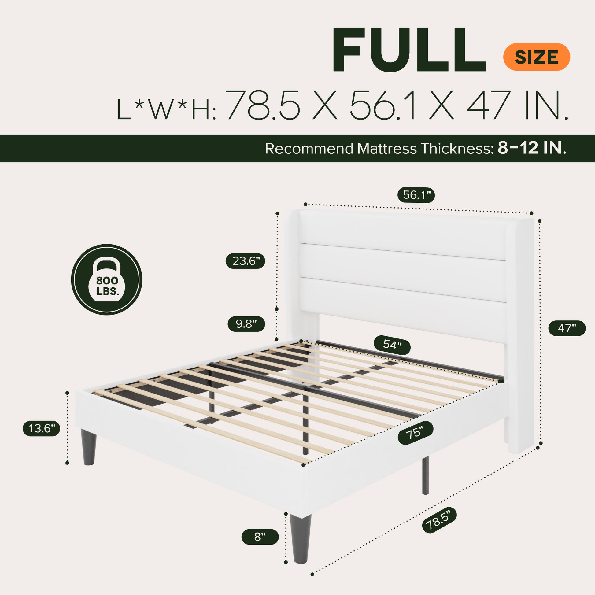 Einfach Luxury Velvet Upholstered Platform Bed Frame with Wingback Headboard