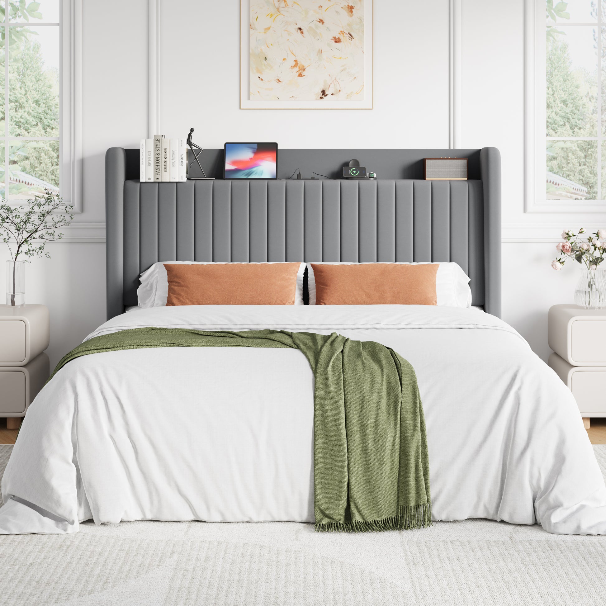 Einfach Metal Bed Frame with Victorian Vintage Headboard, 12.4" Under-bed Storage Space