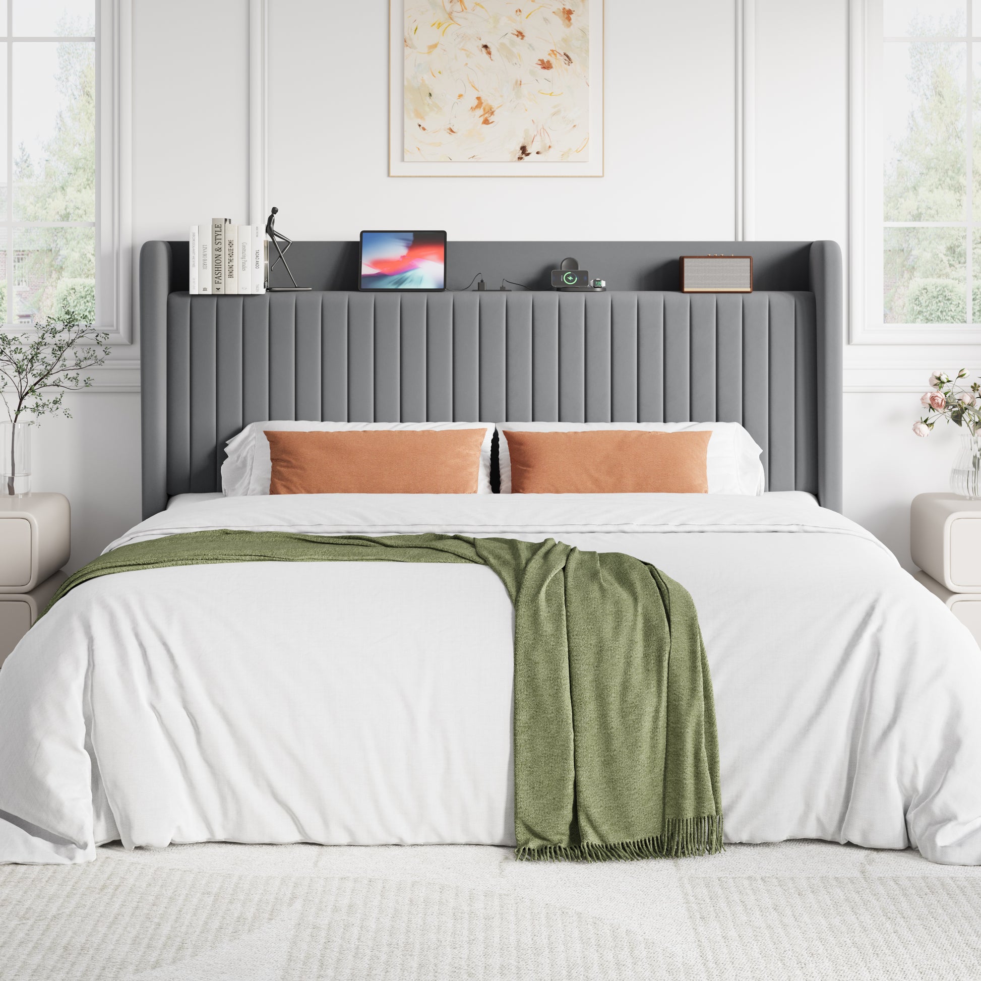 Einfach Metal Bed Frame with Victorian Vintage Headboard, 12.4" Under-bed Storage Space