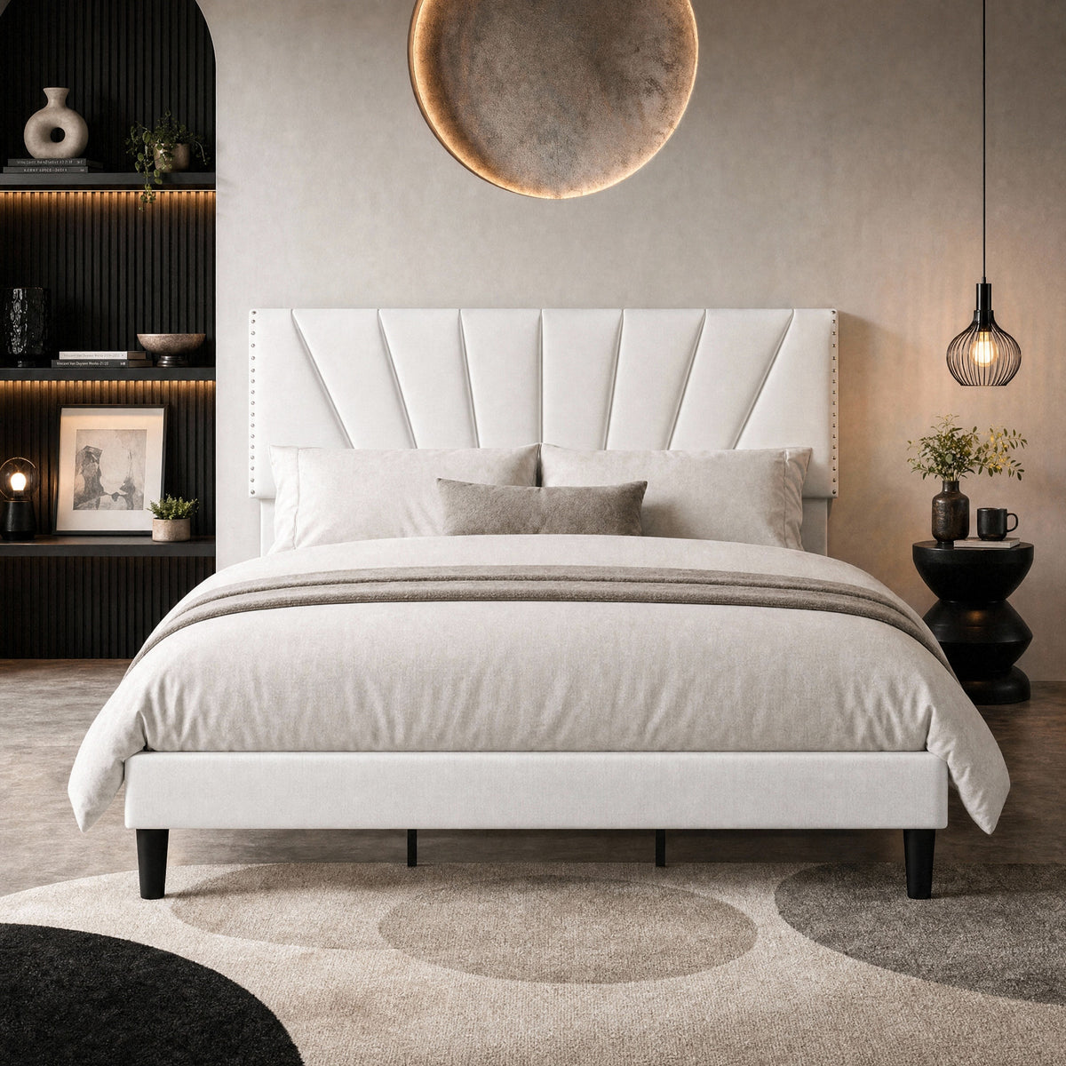 Einfach Premium Velvet Upholstered Platform Bed Frame with Adjustable Headboard,Under-Bed Storage,Heavy-Duty Metal Support, Noise-Free Slats