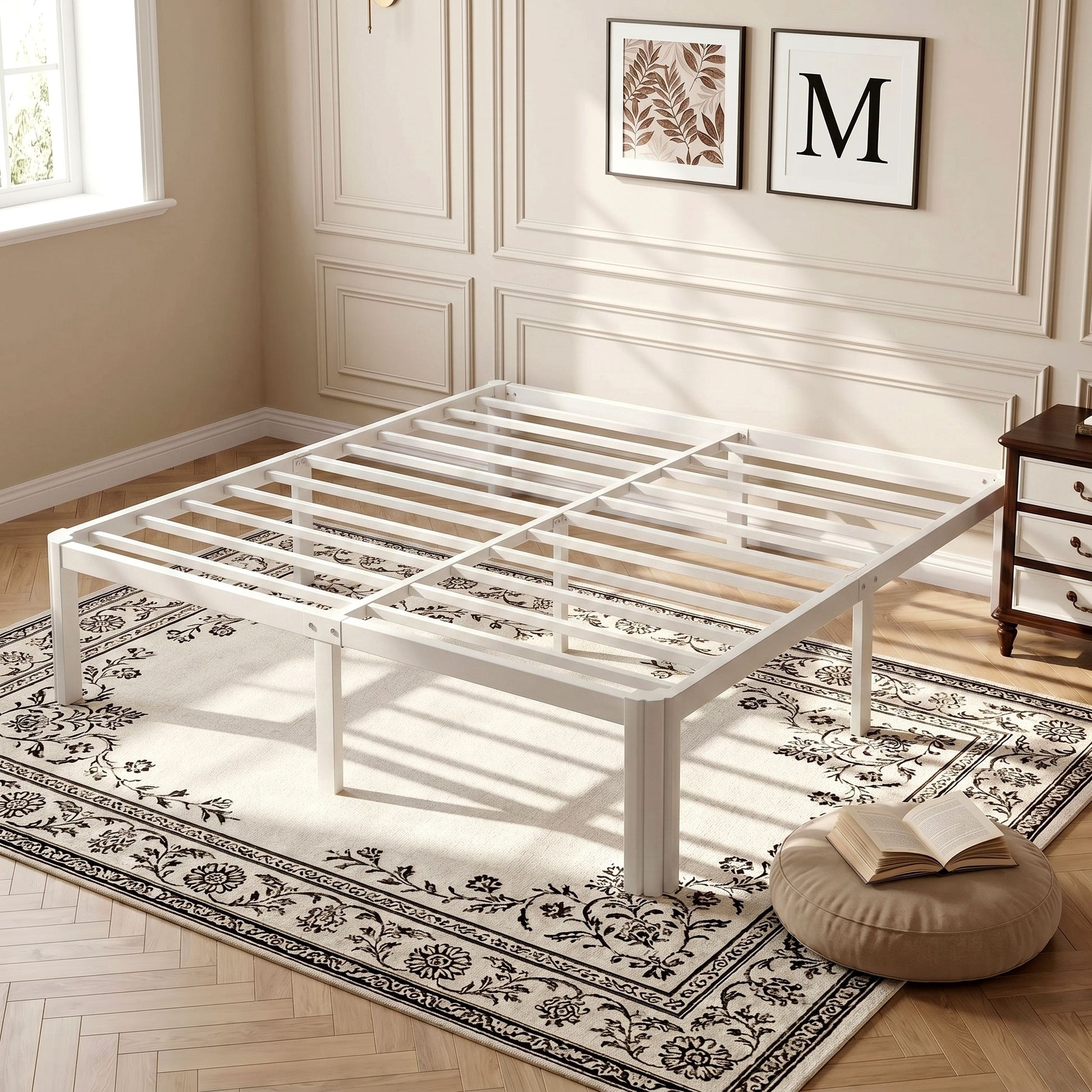 Einfach Bed Frame, Platform Metal Bed with Ample Under-Bed Storage Space, Upgraded Curved Bed Feet, 3500 LBS Capacity