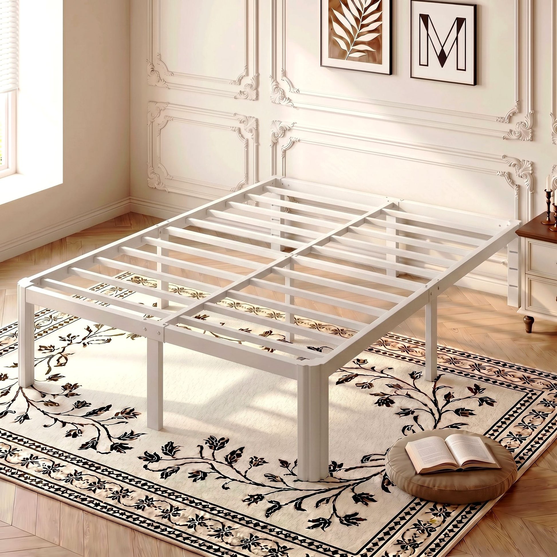 Einfach Bed Frame, Platform Metal Bed with Ample Under-Bed Storage Space, Upgraded Curved Bed Feet, 3500 LBS Capacity