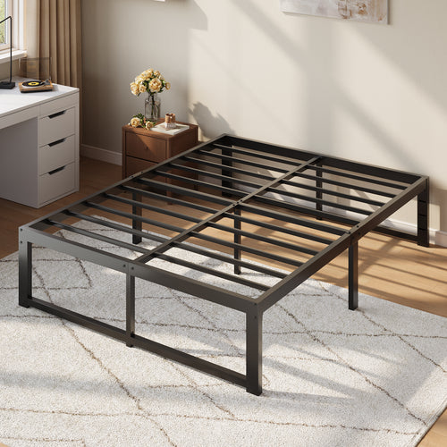 Einfach 14" Bed Frame, Heavy Duty Metal Slat Platform with Ample Underbed Storage, Noise Free