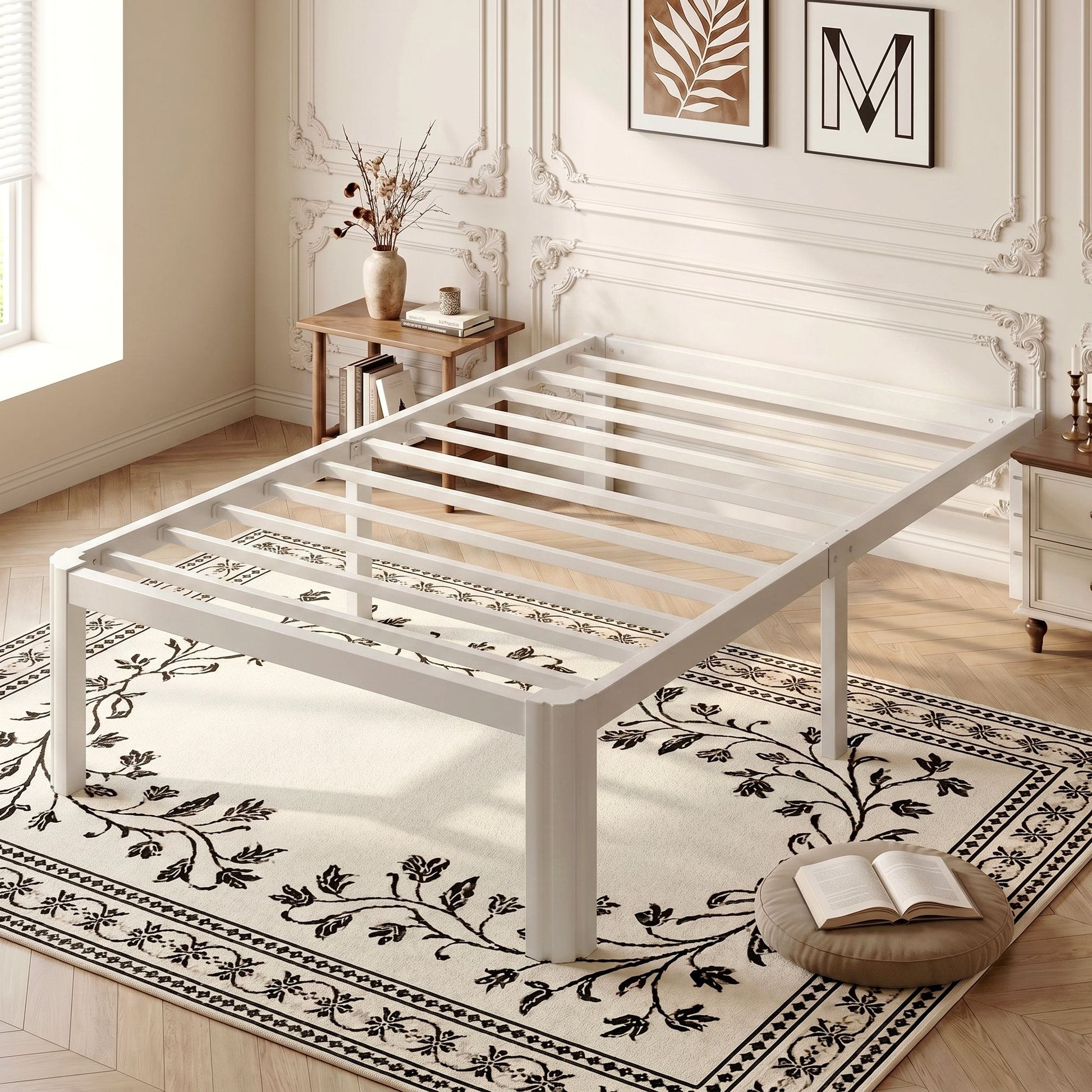 Einfach Bed Frame, Platform Metal Bed with Ample Under-Bed Storage Space, Upgraded Curved Bed Feet, 3500 LBS Capacity