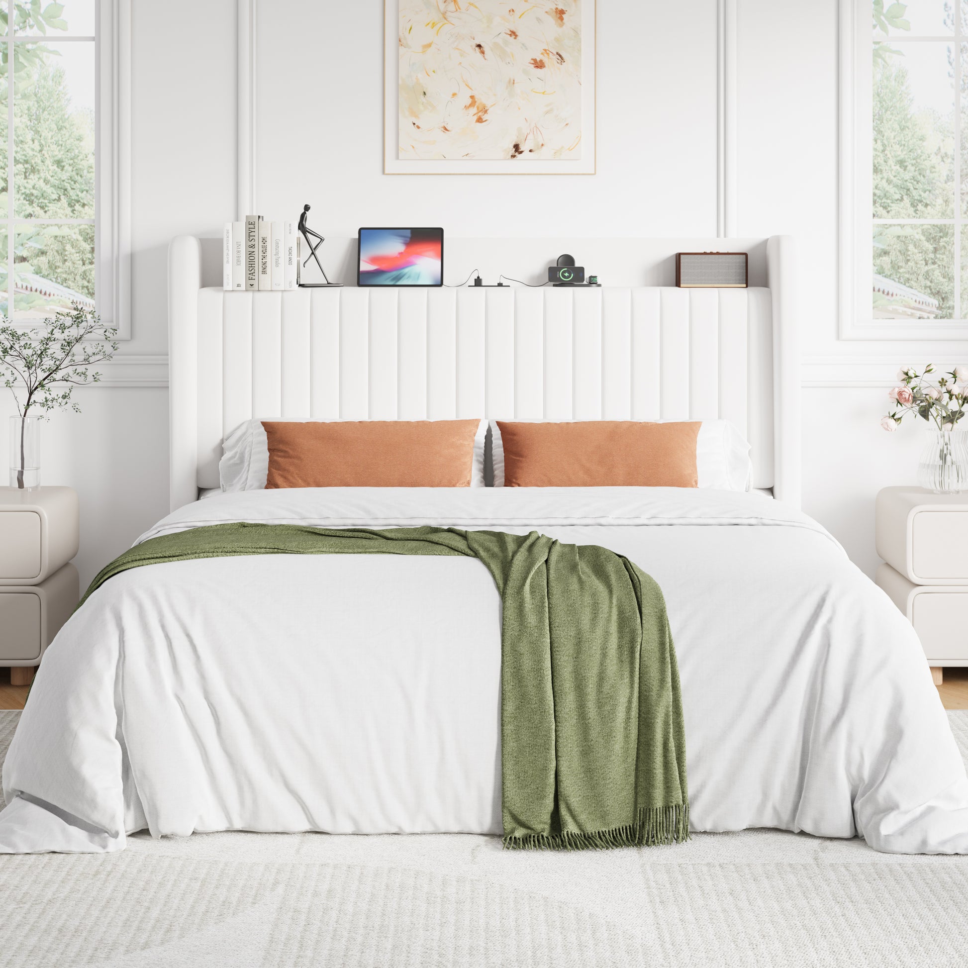 Einfach Metal Bed Frame with Victorian Vintage Headboard, 12.4" Under-bed Storage Space